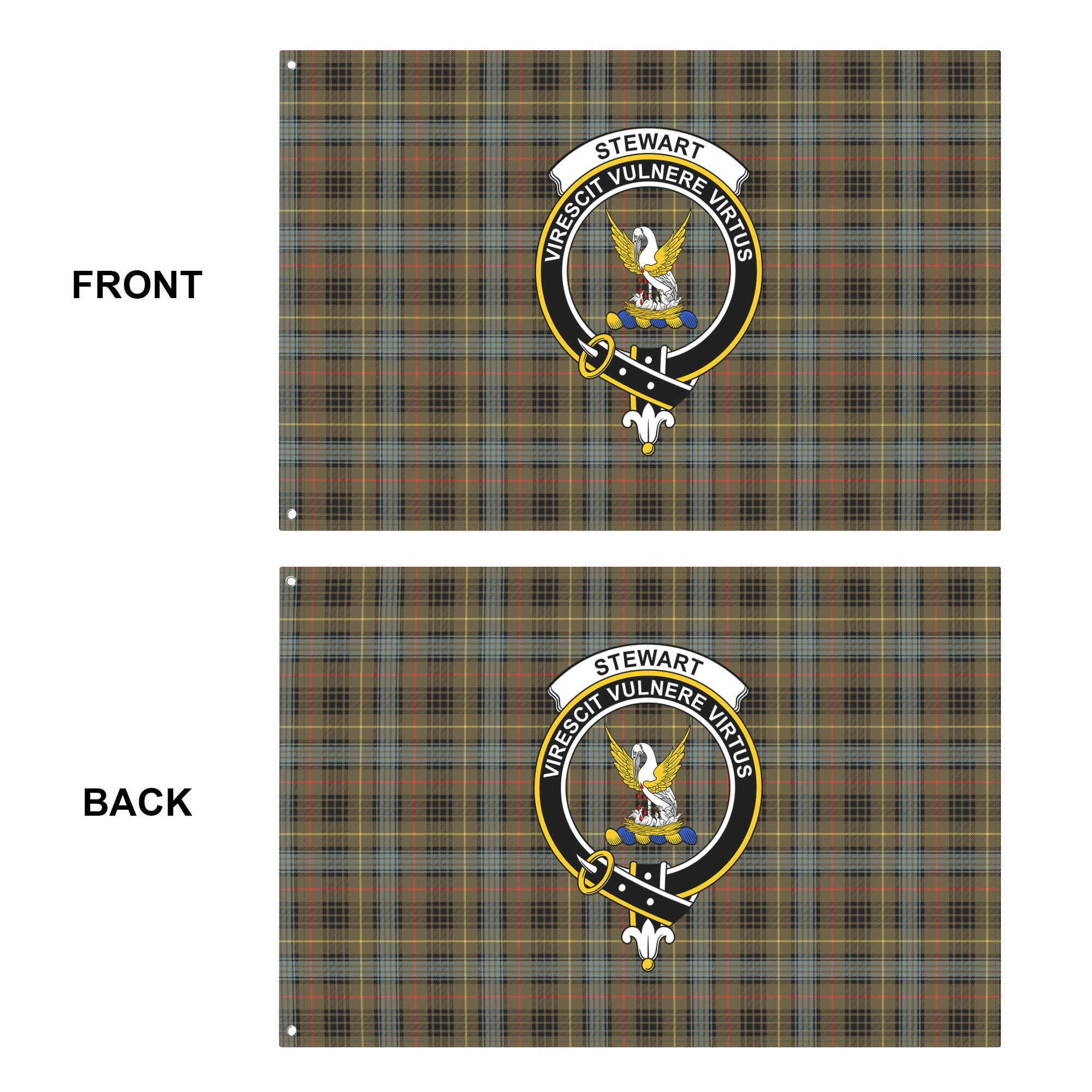 Stewart Hunting Weathered Tartan Crest House Flag