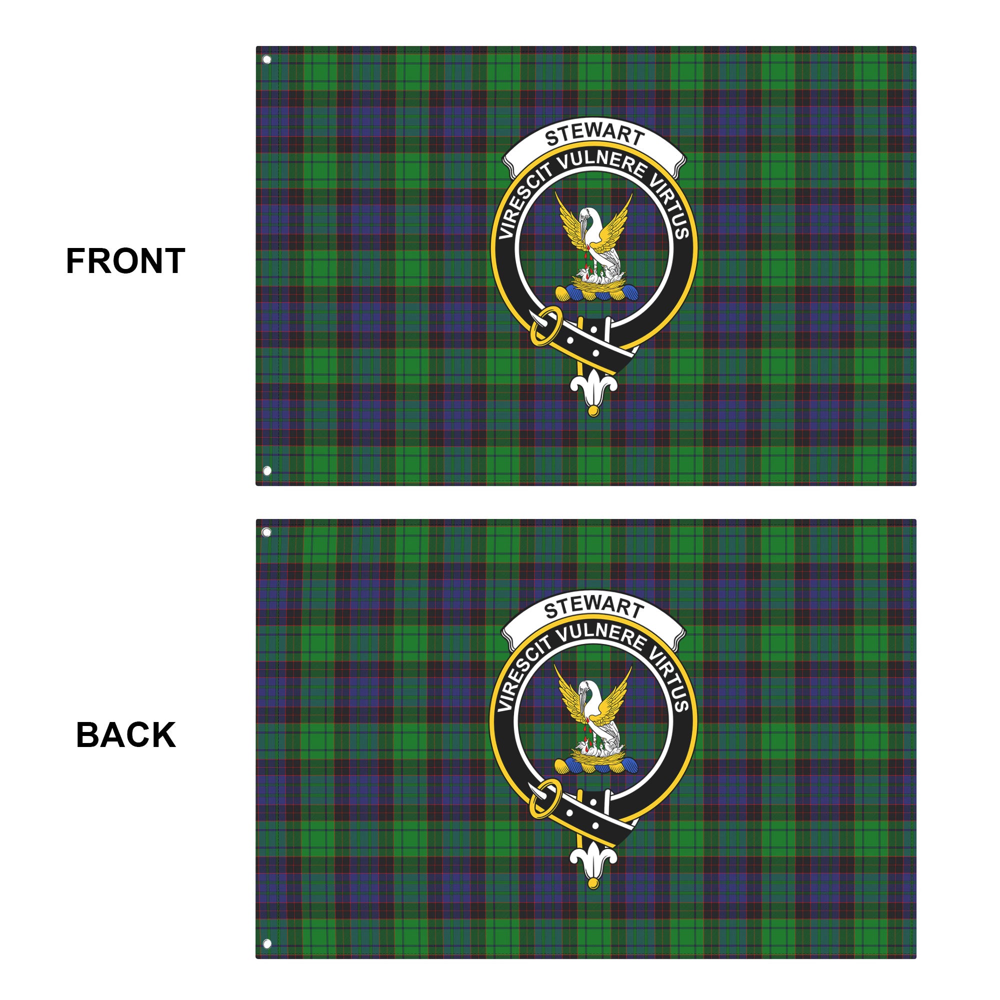 Stewart Old Modern Tartan Crest House Flag