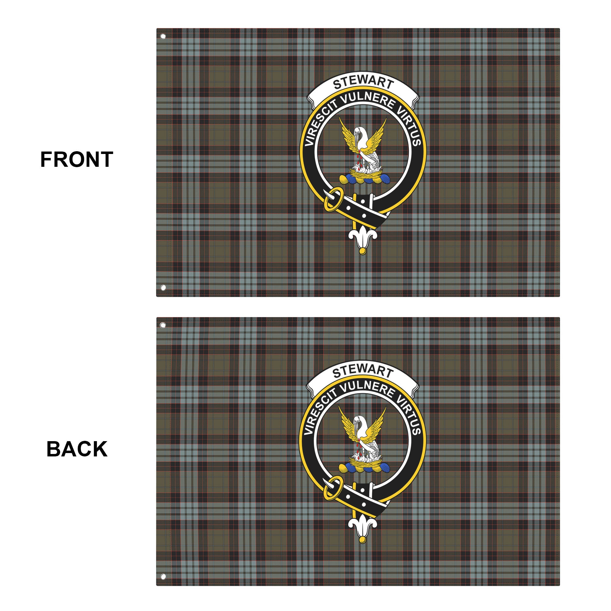 Stewart Old Weathered Tartan Crest House Flag