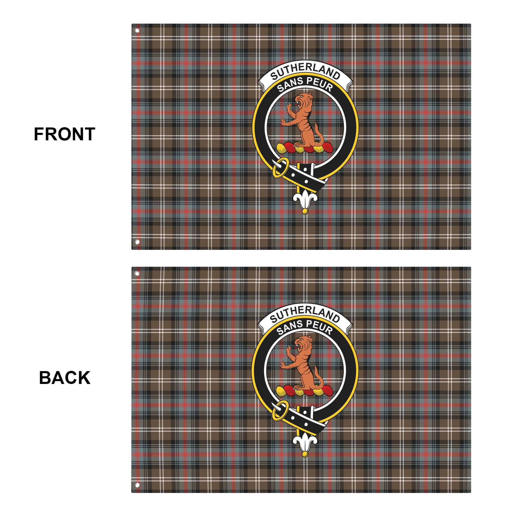 Sutherland Weathered Tartan Crest House Flag