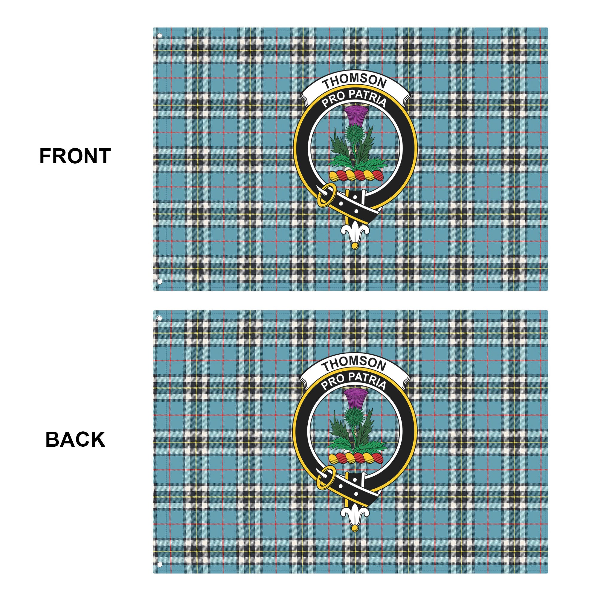 Thomson Blue Tartan Crest House Flag