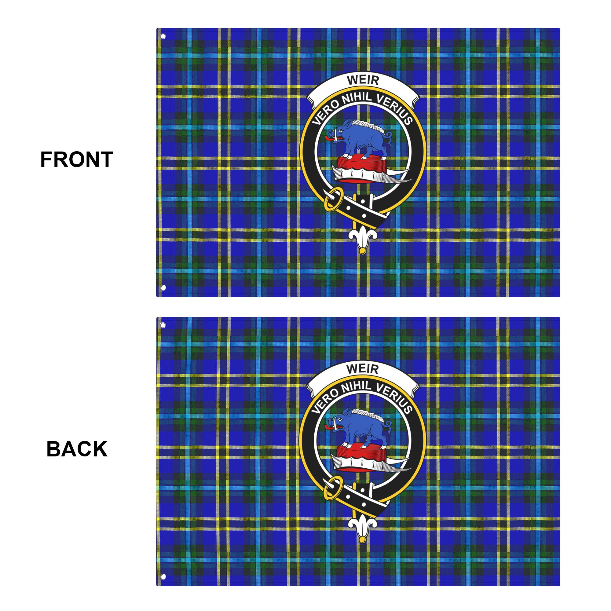 Weir Modern Tartan Crest House Flag