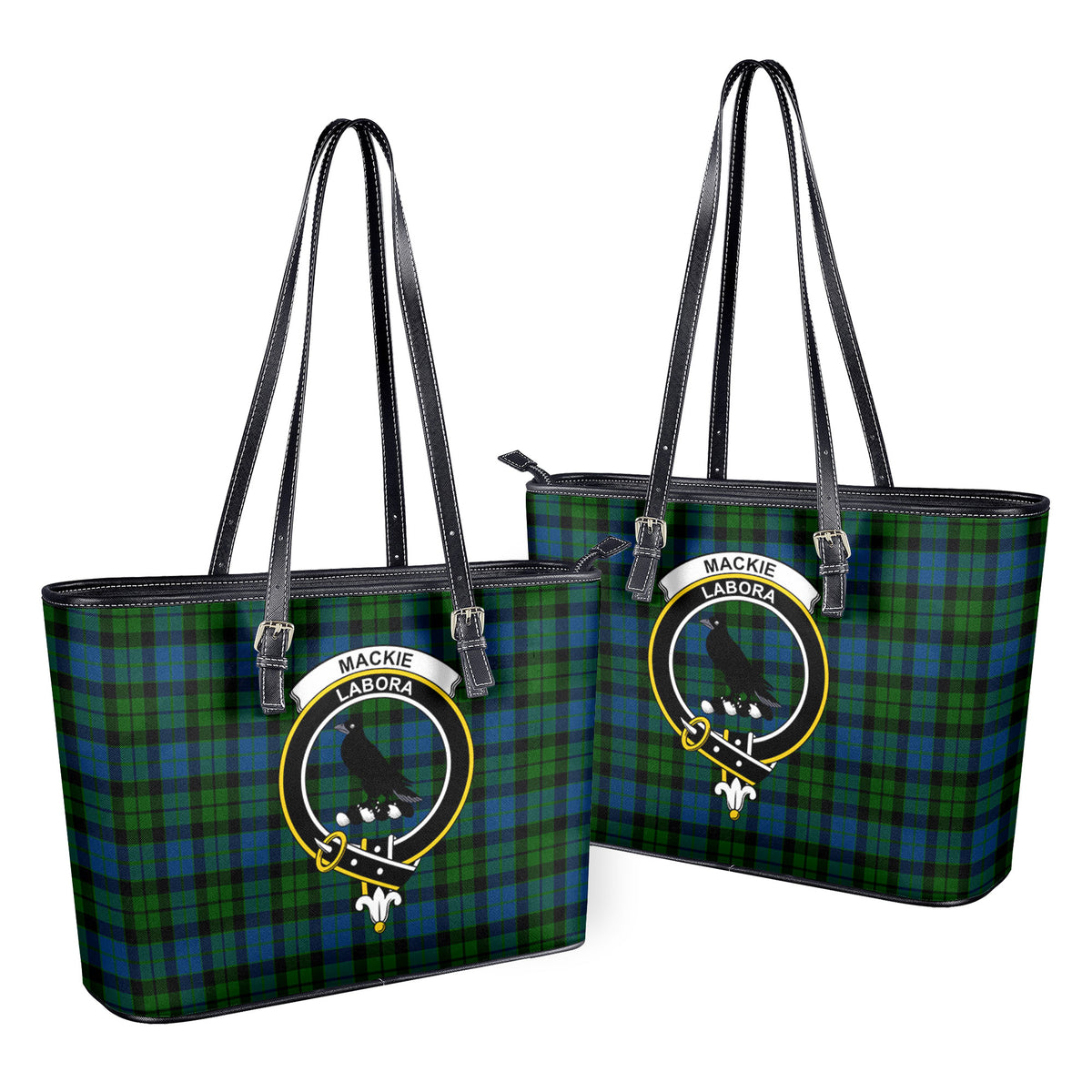 MacKie Tartan Crest Leather Tote Bag