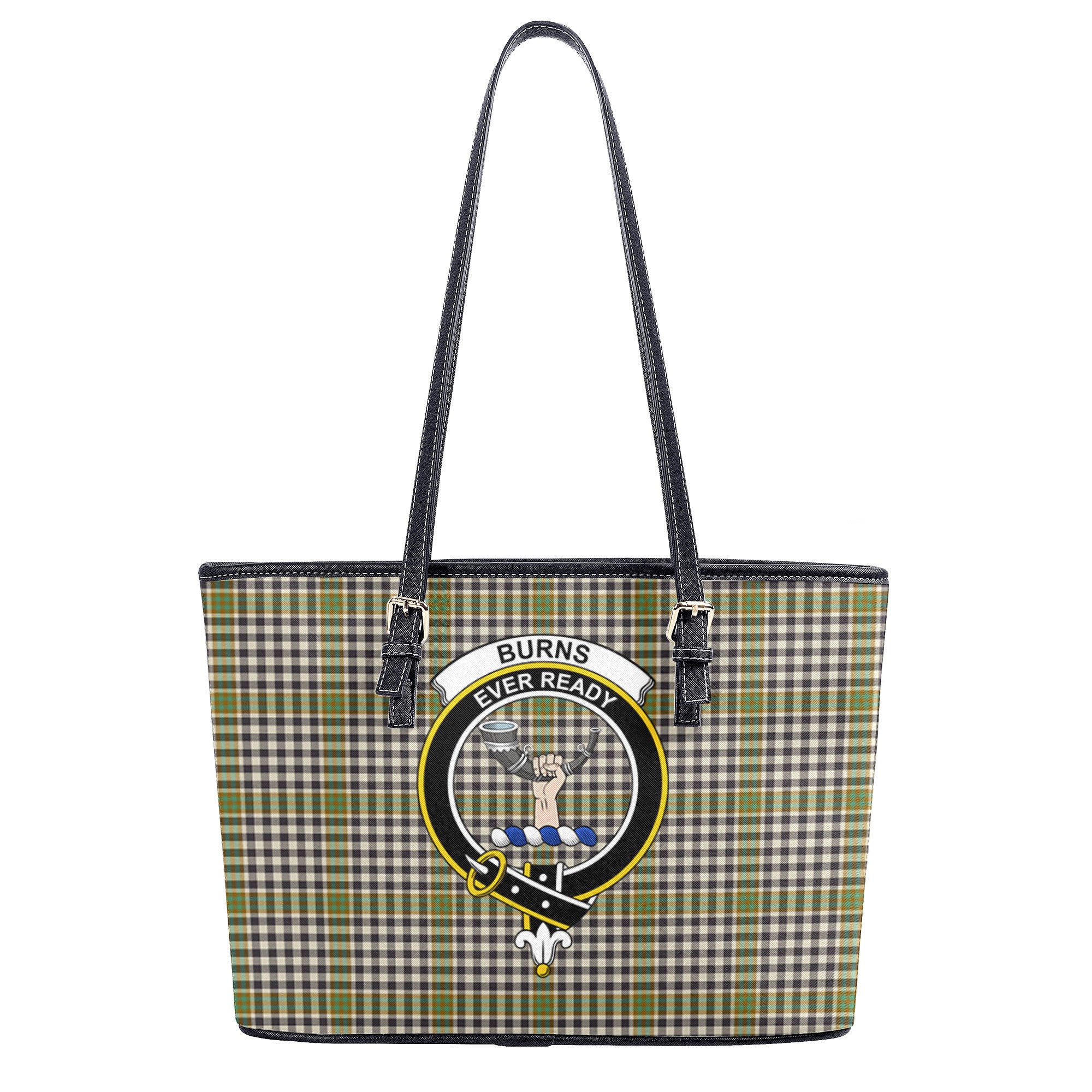 Burns Check Tartan Crest Leather Tote Bag