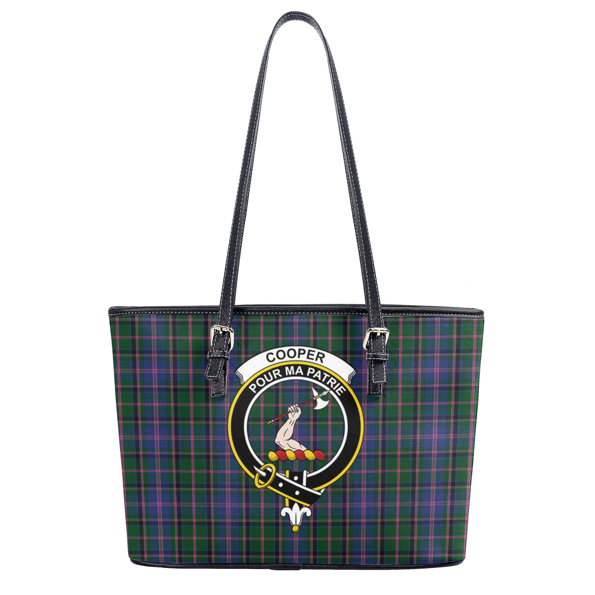 Cooper Tartan Crest Leather Tote Bag