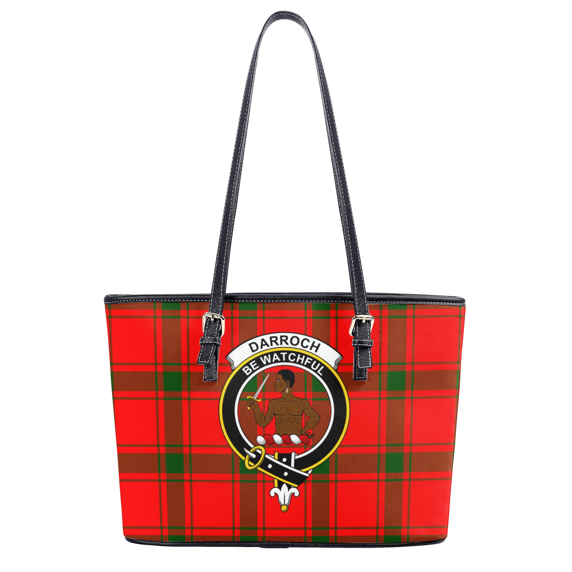 Darroch (Gourock) Tartan Crest Leather Tote Bag