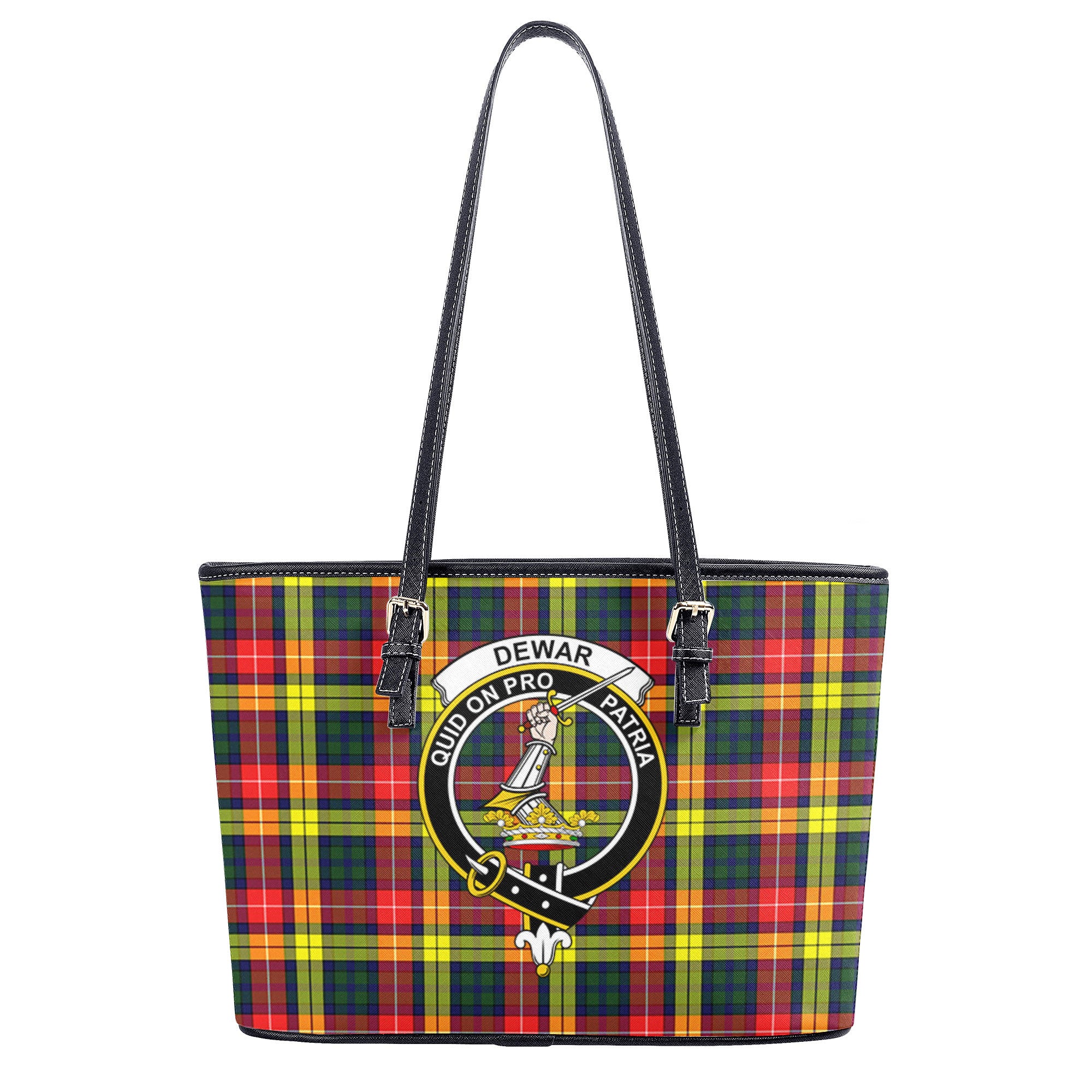 Dewar Tartan Crest Leather Tote Bag