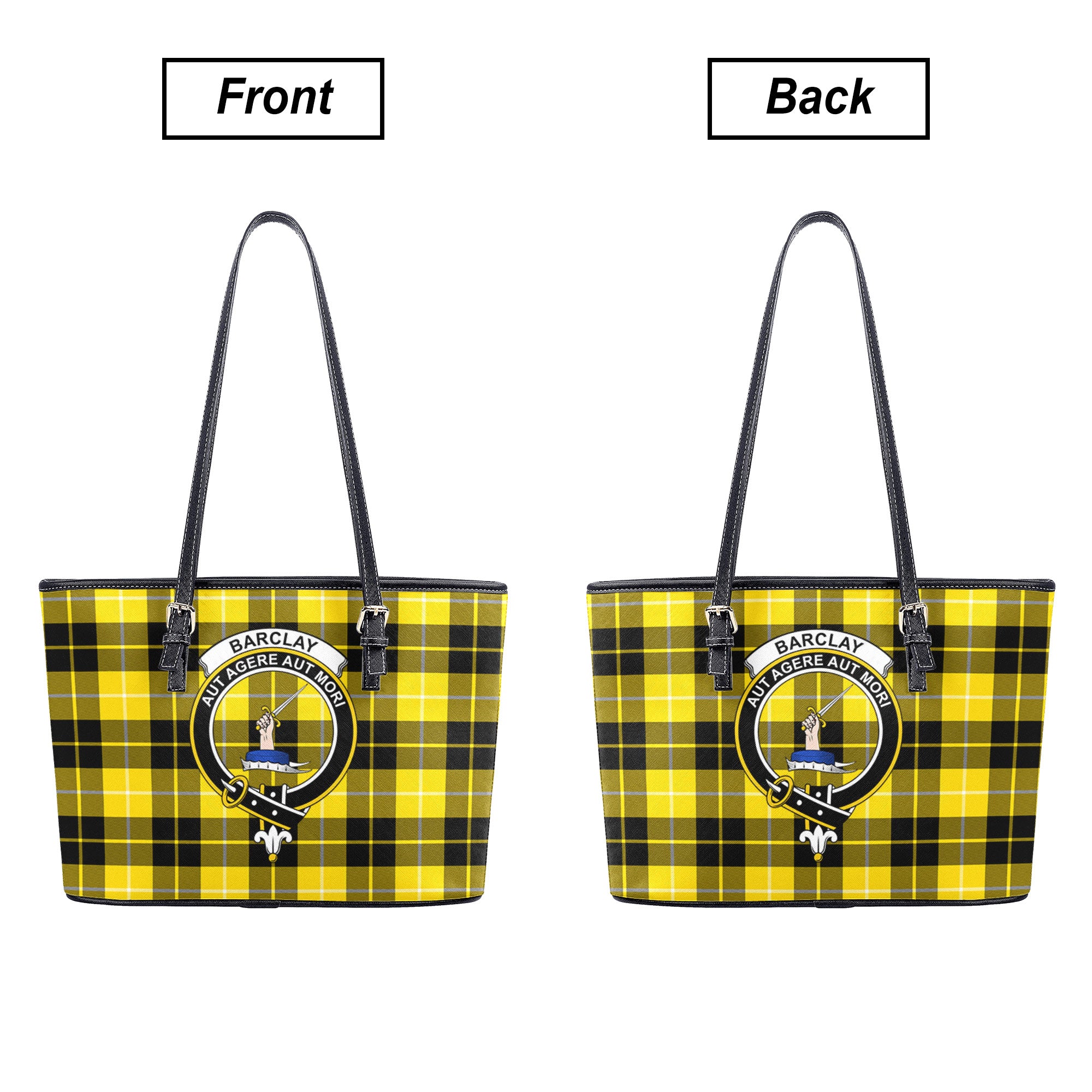 Barclay Dress Modern Tartan Crest Leather Tote Bag