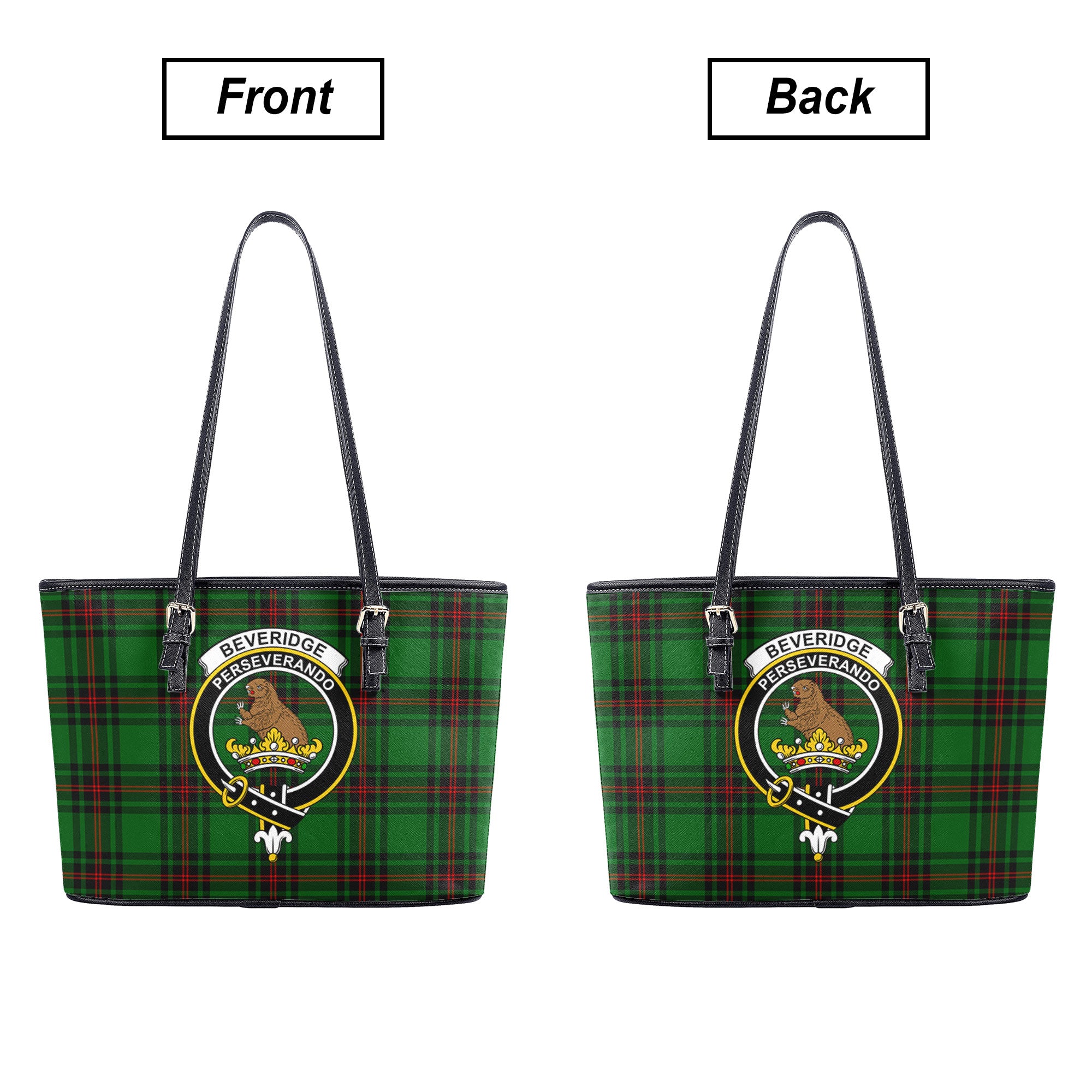 Beveridge Tartan Crest Leather Tote Bag