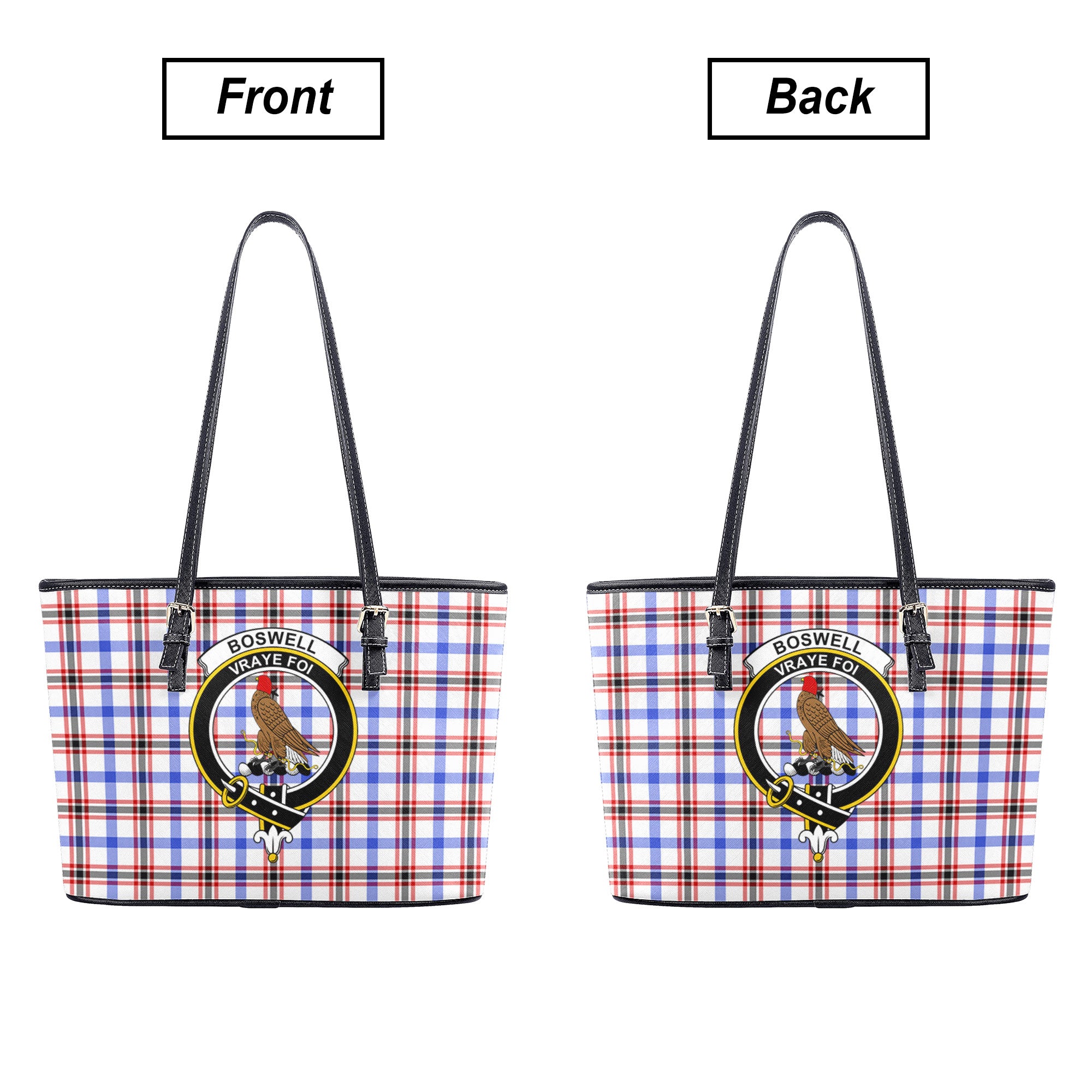 Boswell Modern Tartan Crest Leather Tote Bag