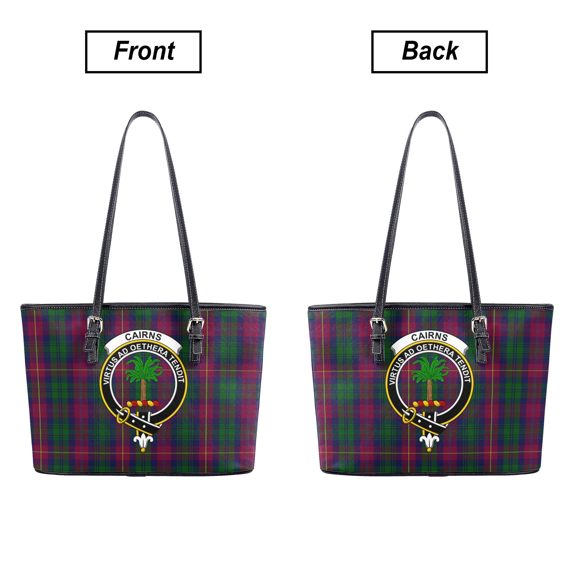 Cairns Tartan Crest Leather Tote Bag