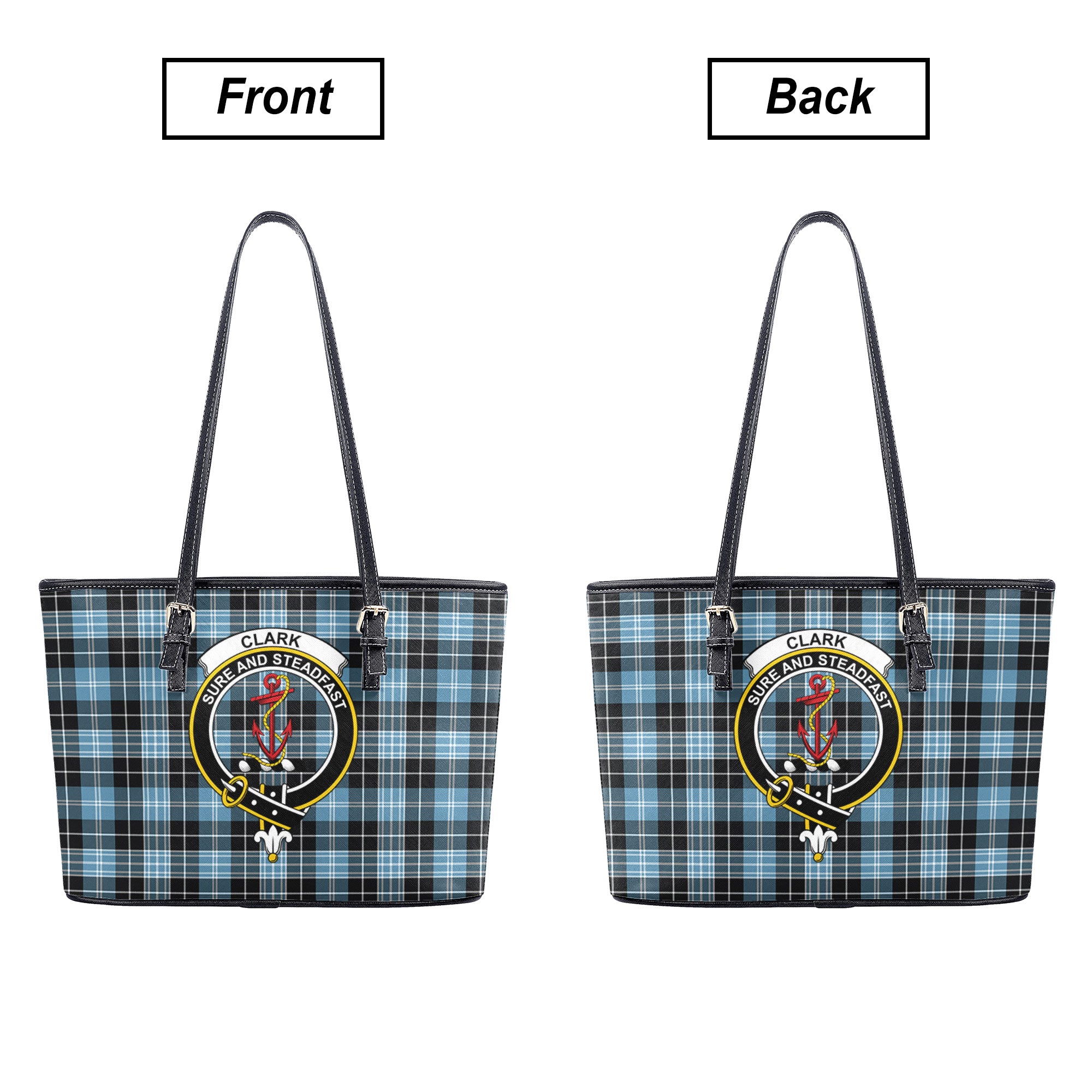 Clark Ancient Tartan Crest Leather Tote Bag