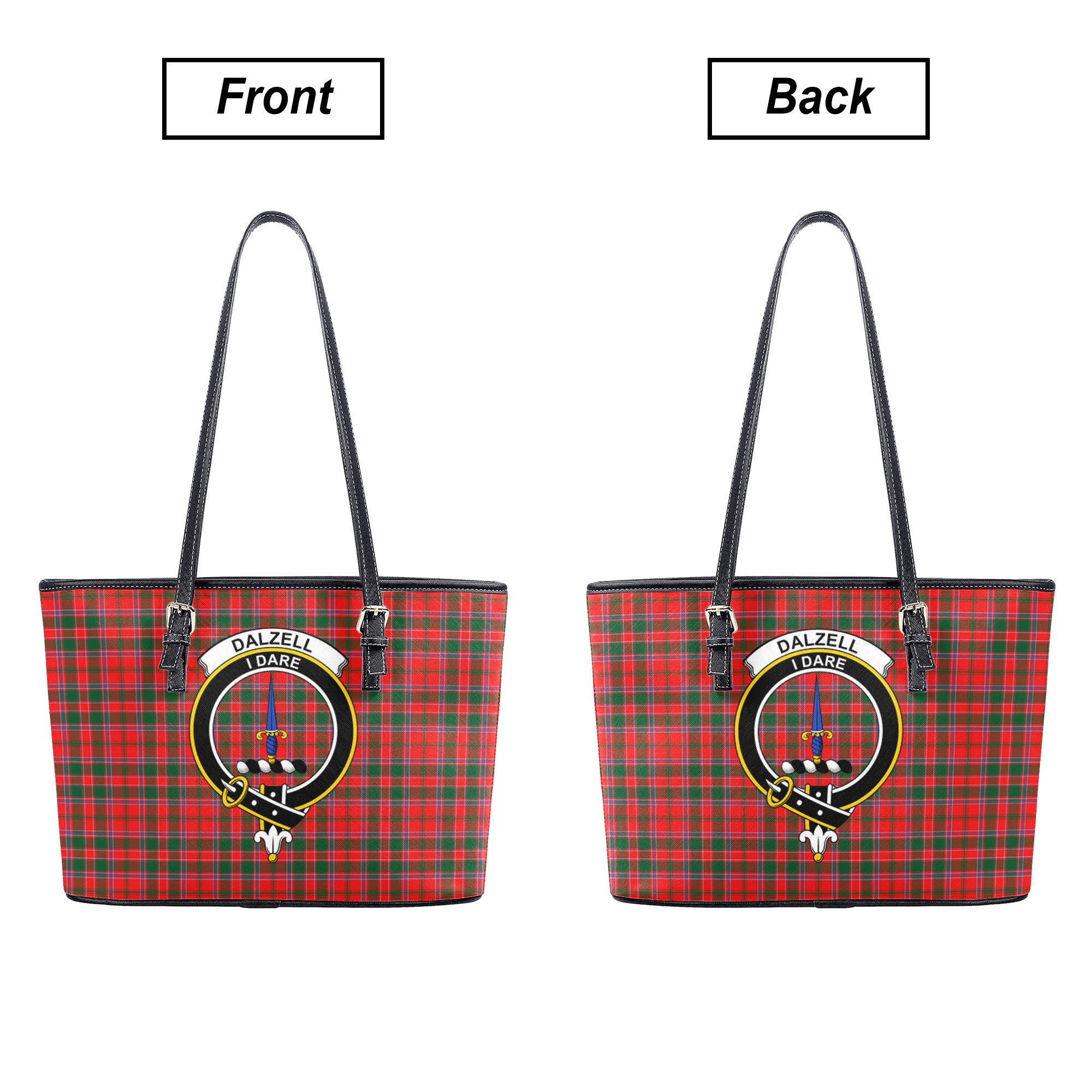 Dalziel Modern Tartan Crest Leather Tote Bag