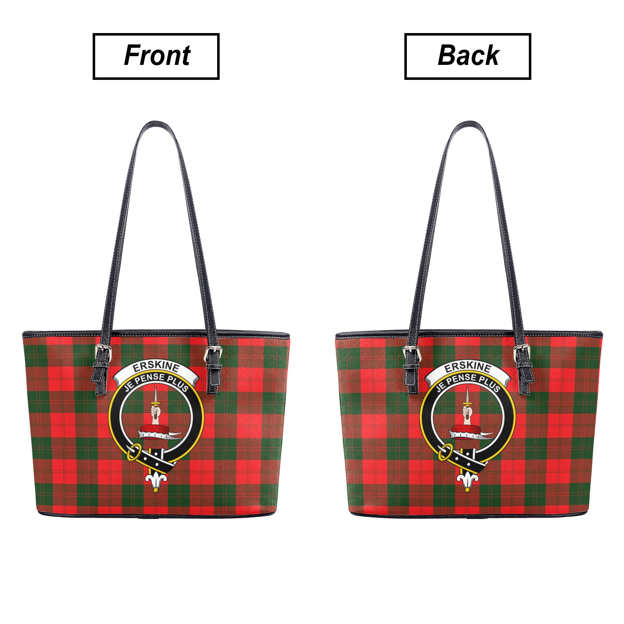 Erskine Modern Tartan Crest Leather Tote Bag