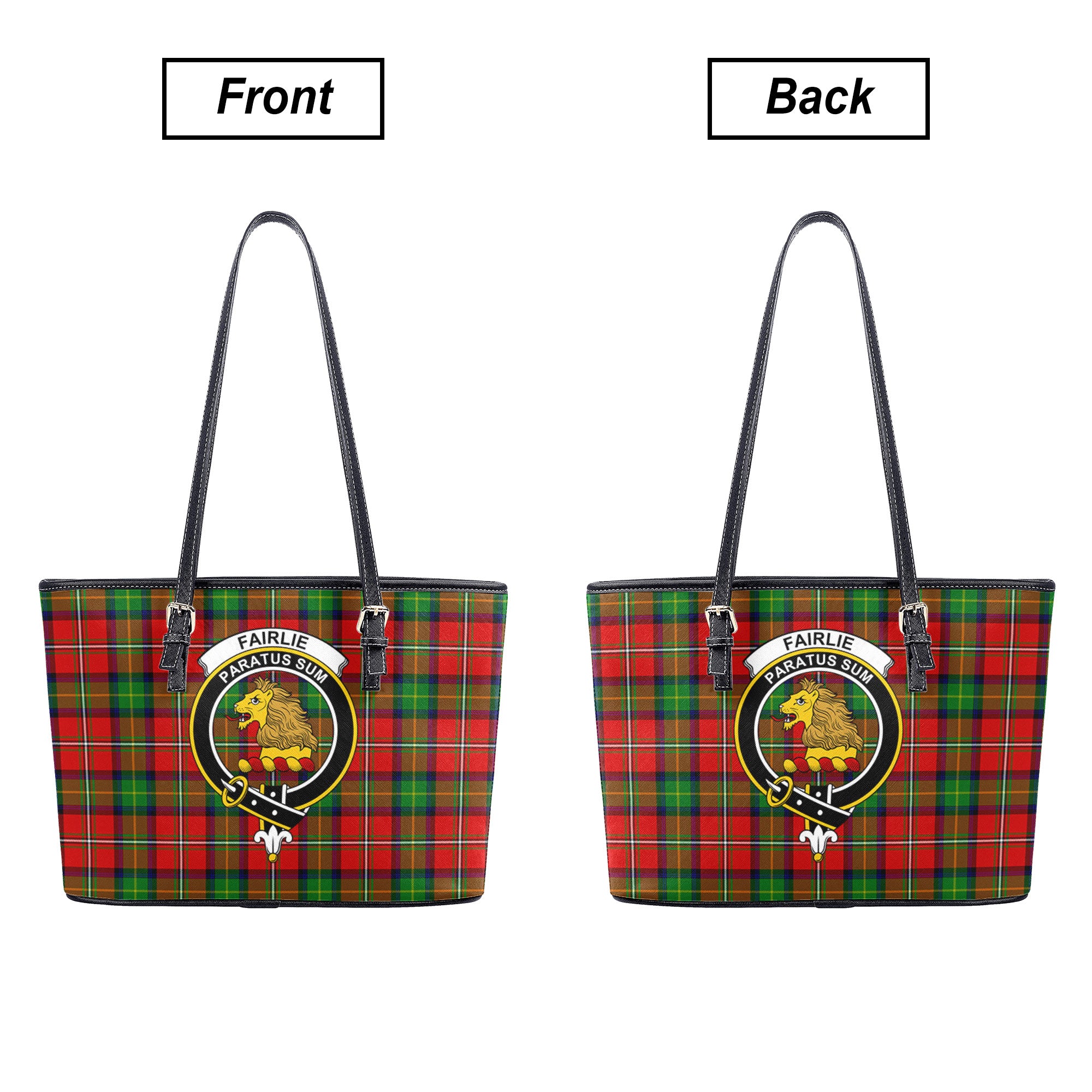 Fairlie Tartan Crest Leather Tote Bag