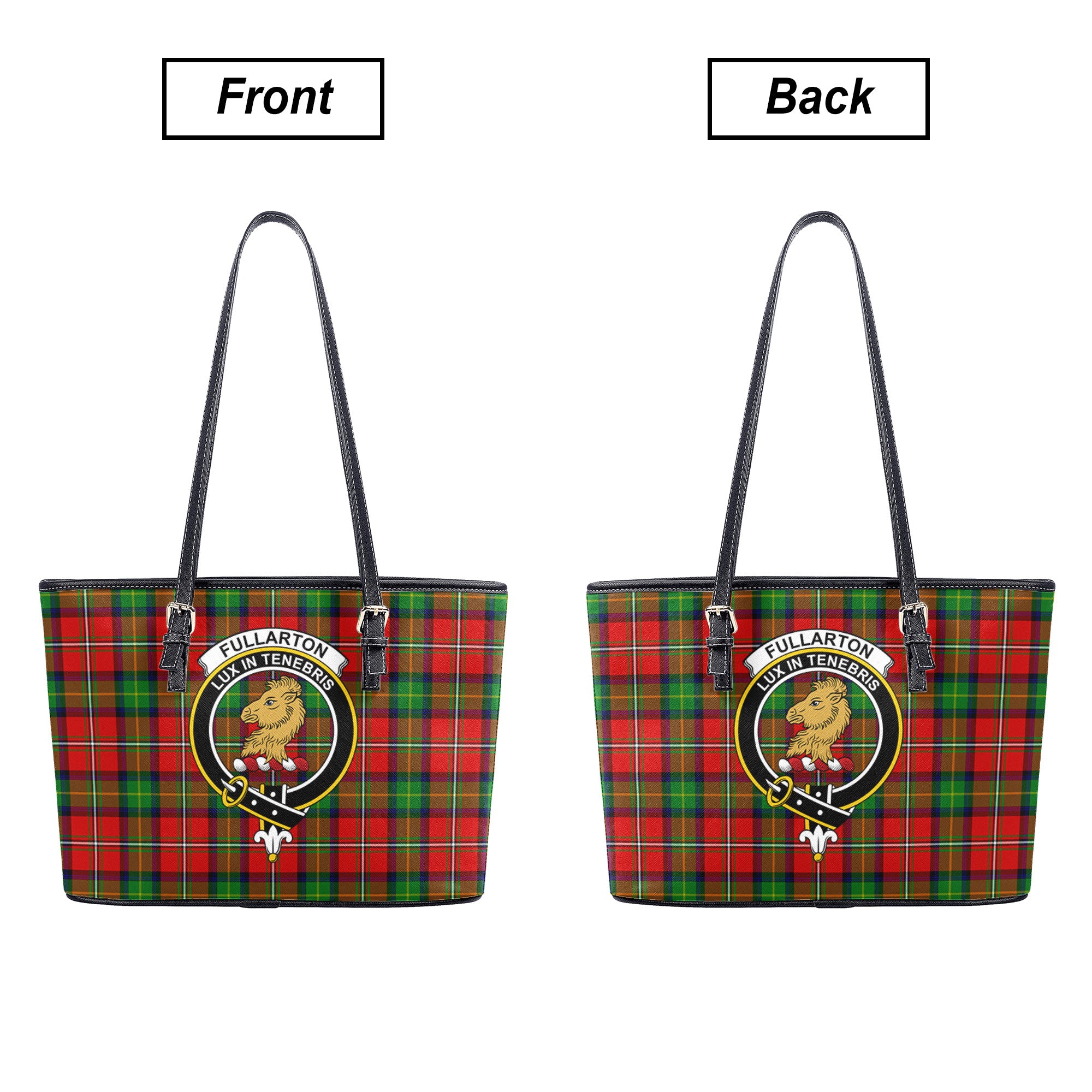 Fullarton Tartan Crest Leather Tote Bag