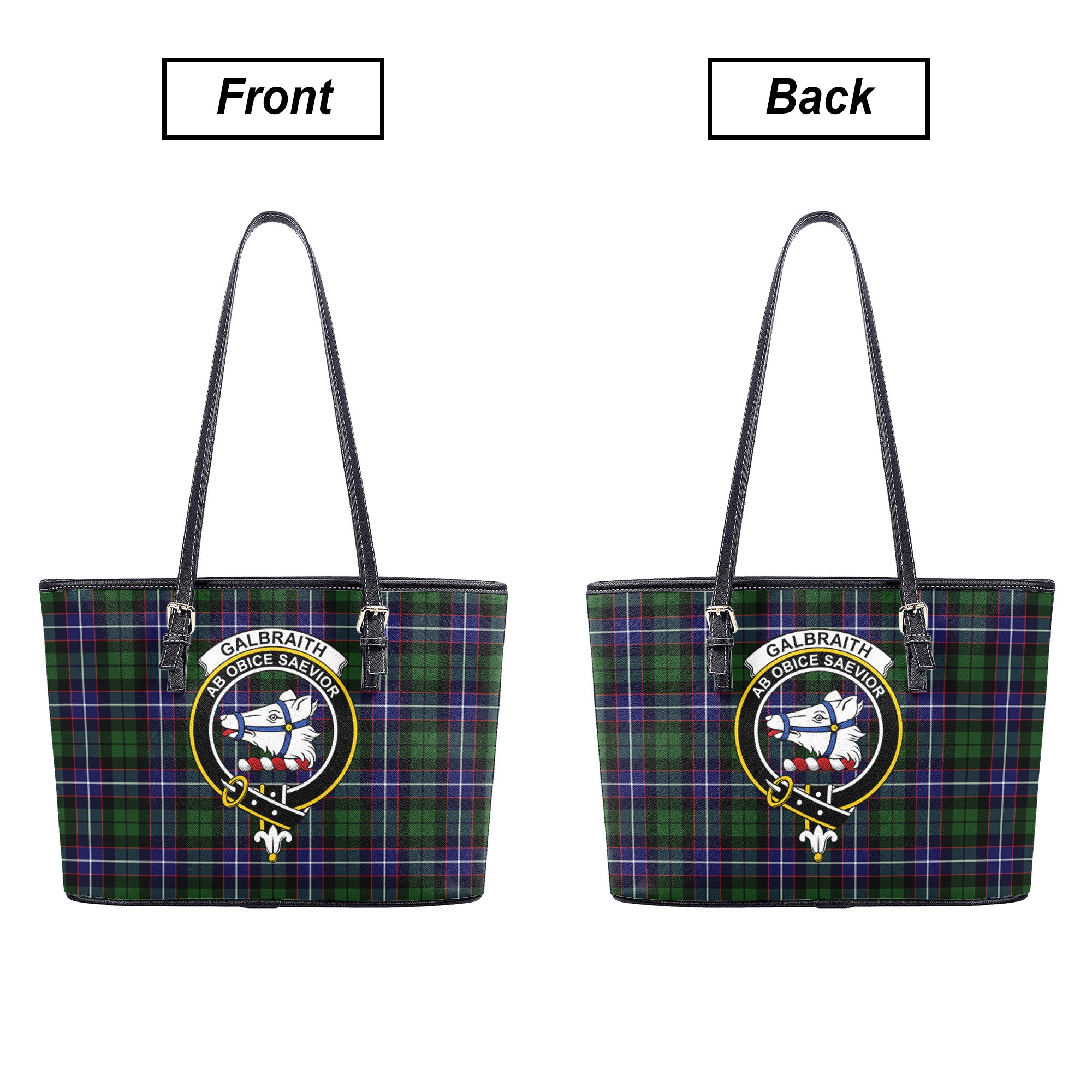 Galbraith Modern Tartan Crest Leather Tote Bag