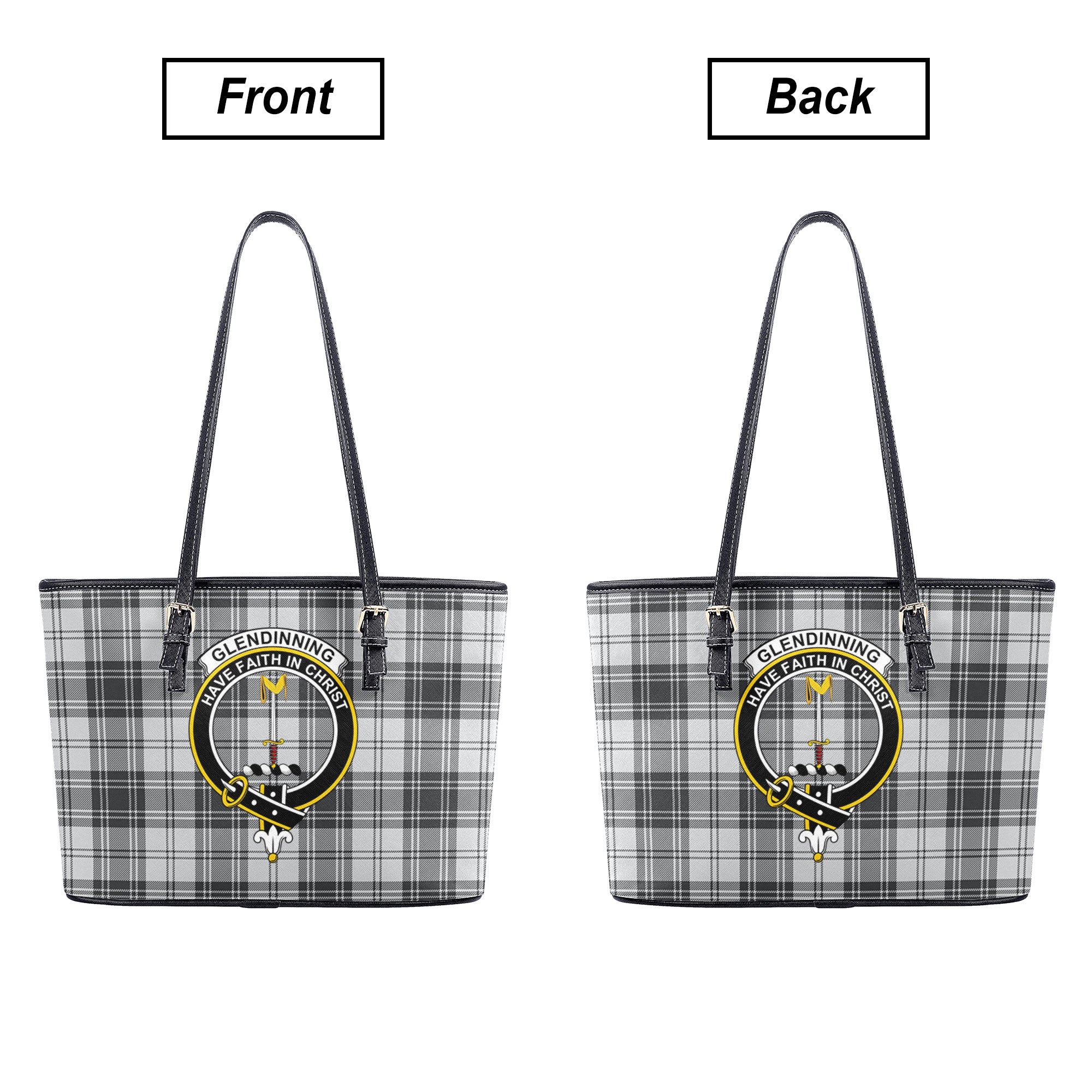 Glendinning Tartan Crest Leather Tote Bag