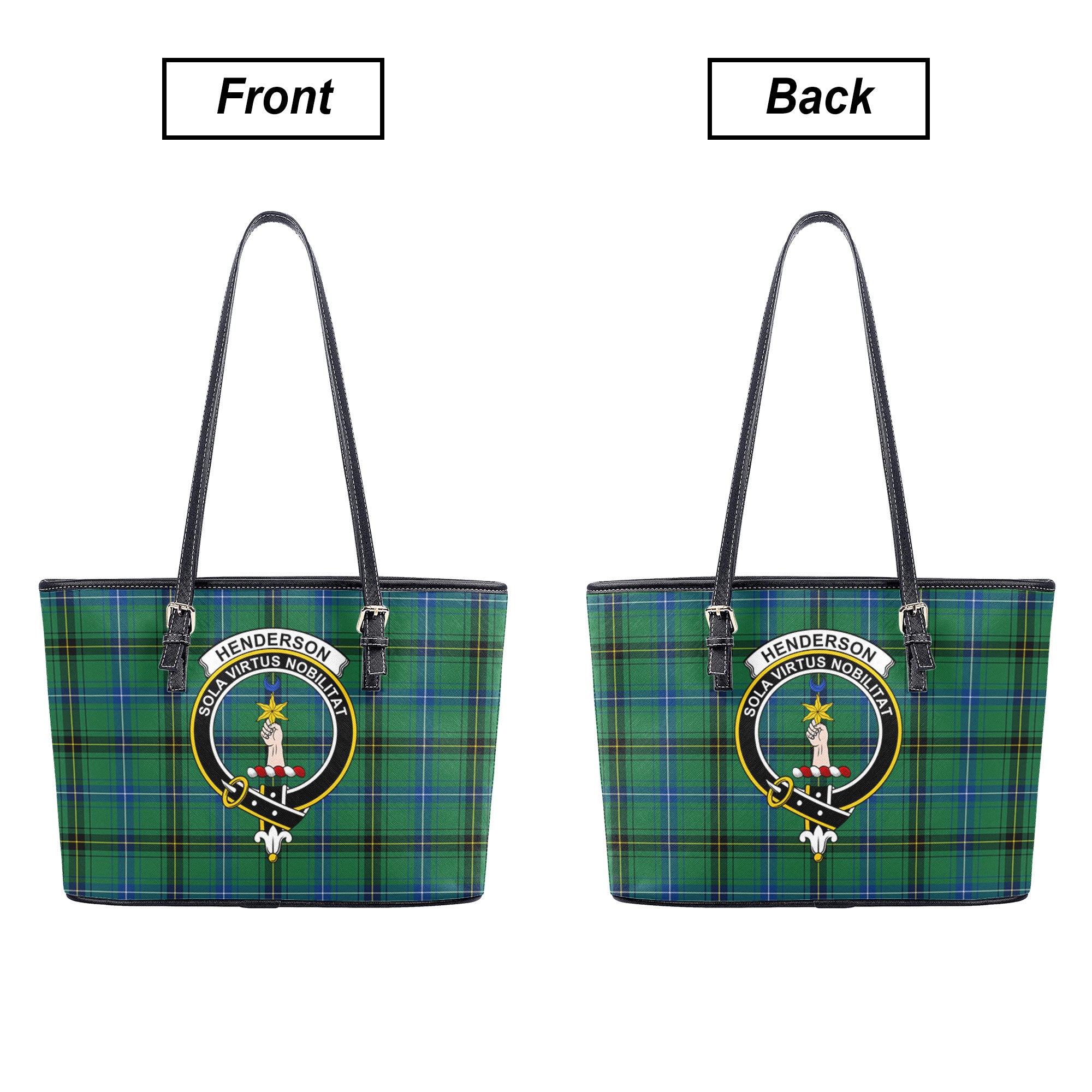 Henderson Ancient Tartan Crest Leather Tote Bag