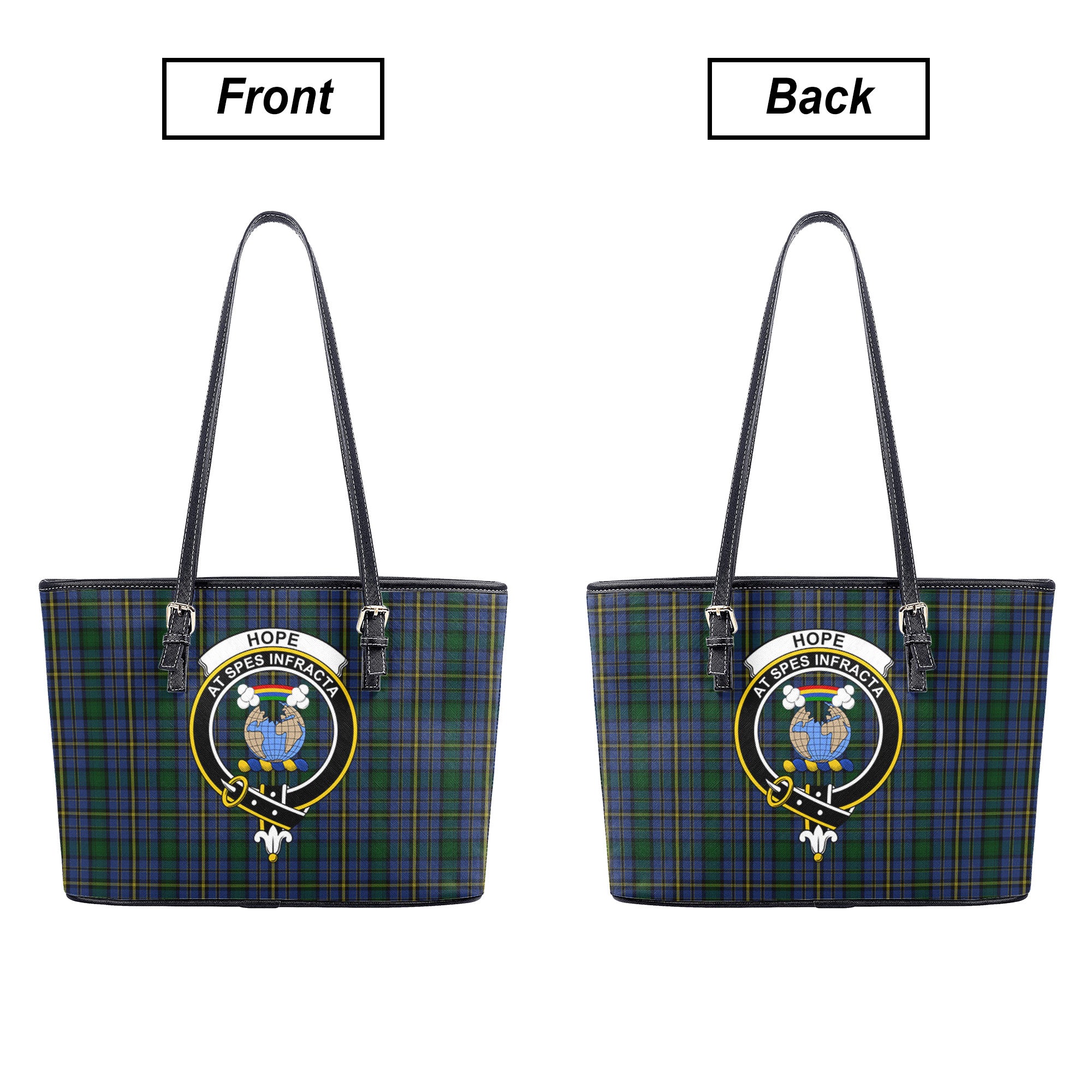 Hope Tartan Crest Leather Tote Bag