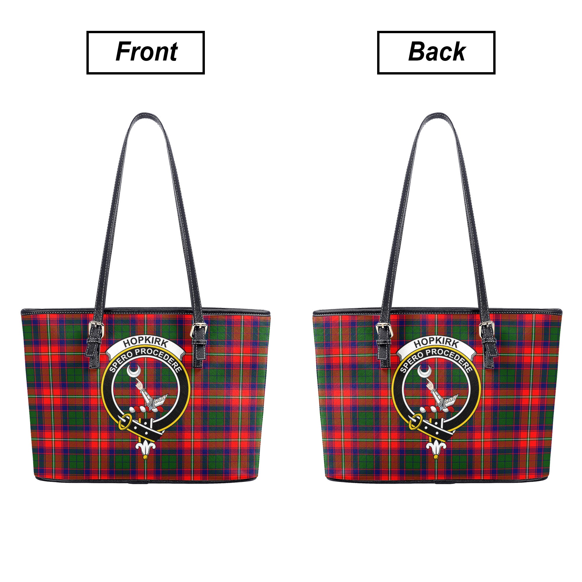 Hopkirk Tartan Crest Leather Tote Bag