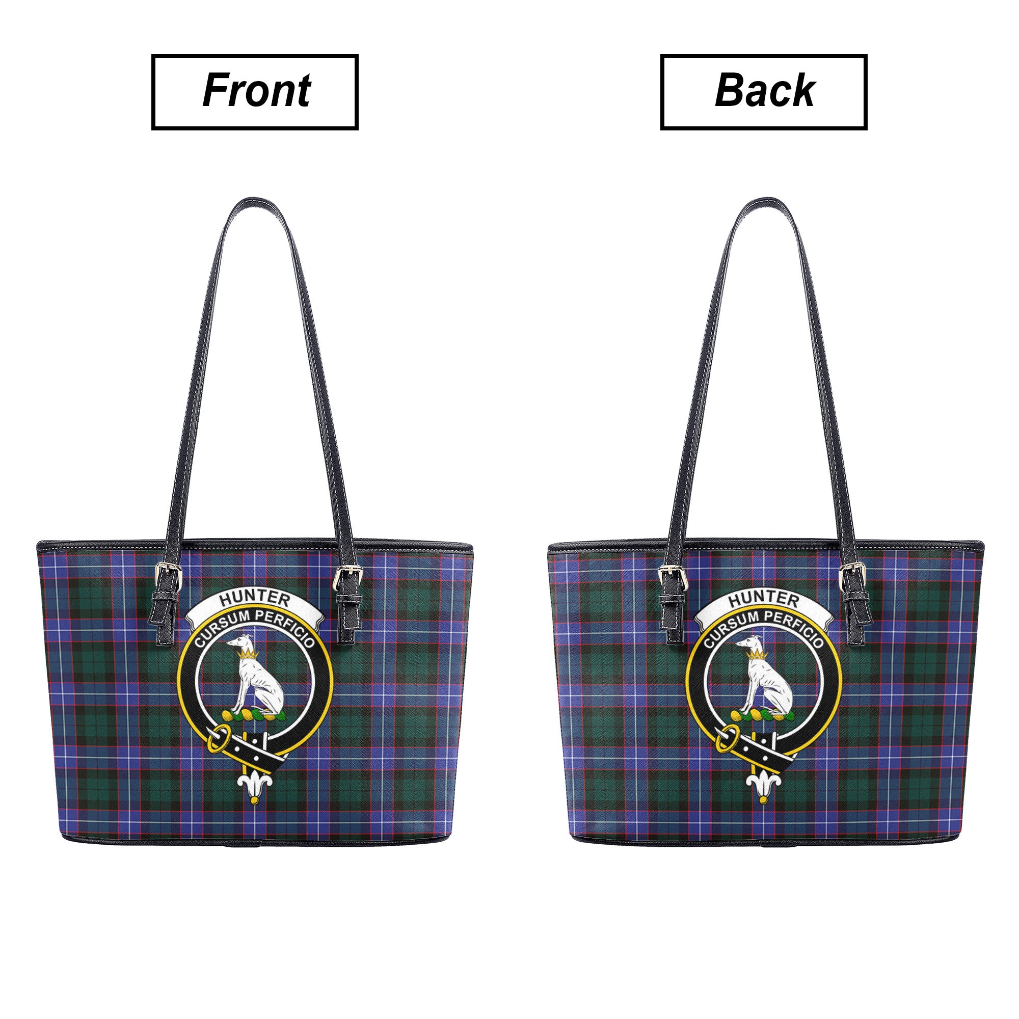 Hunter Modern Tartan Crest Leather Tote Bag
