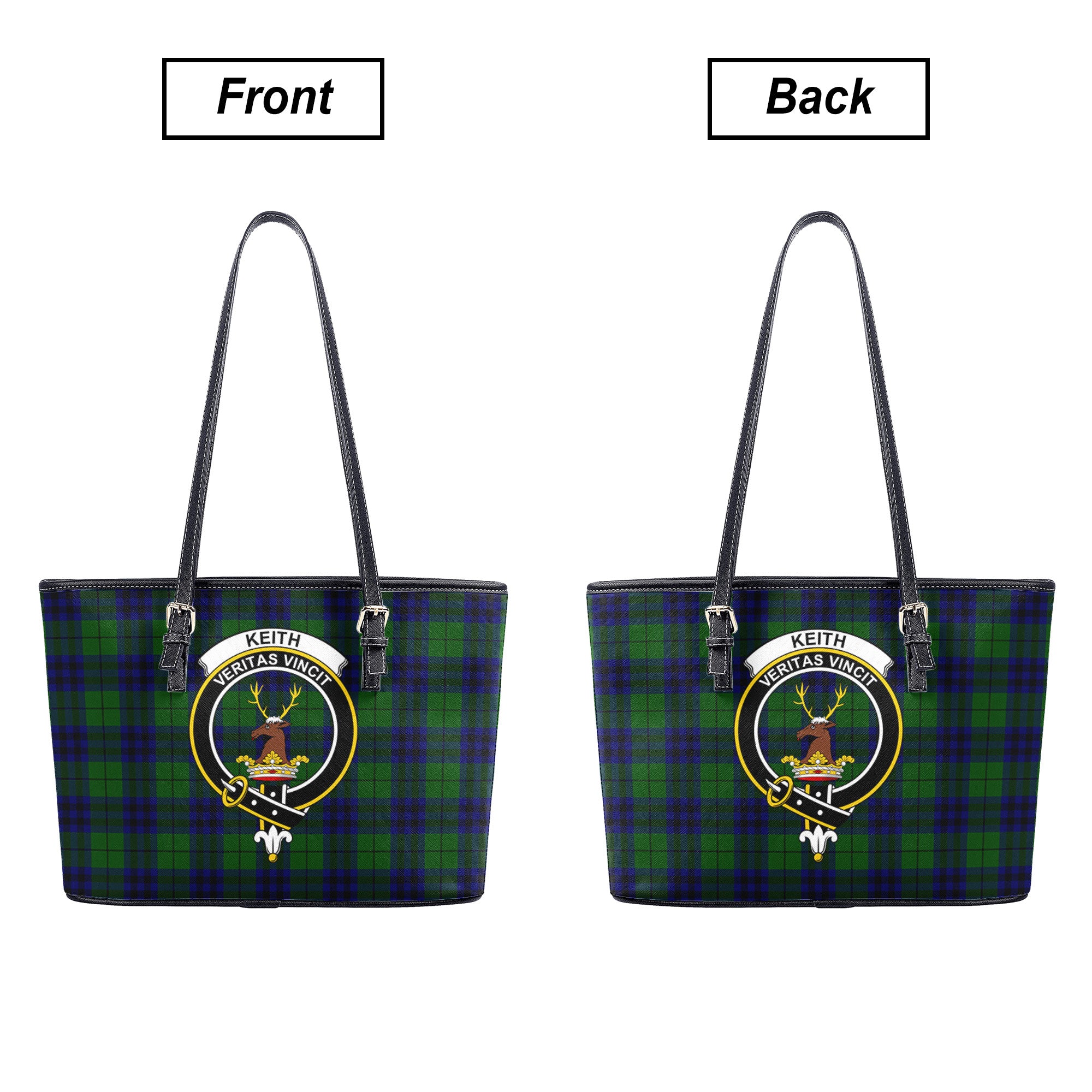 Keith Modern Tartan Crest Leather Tote Bag