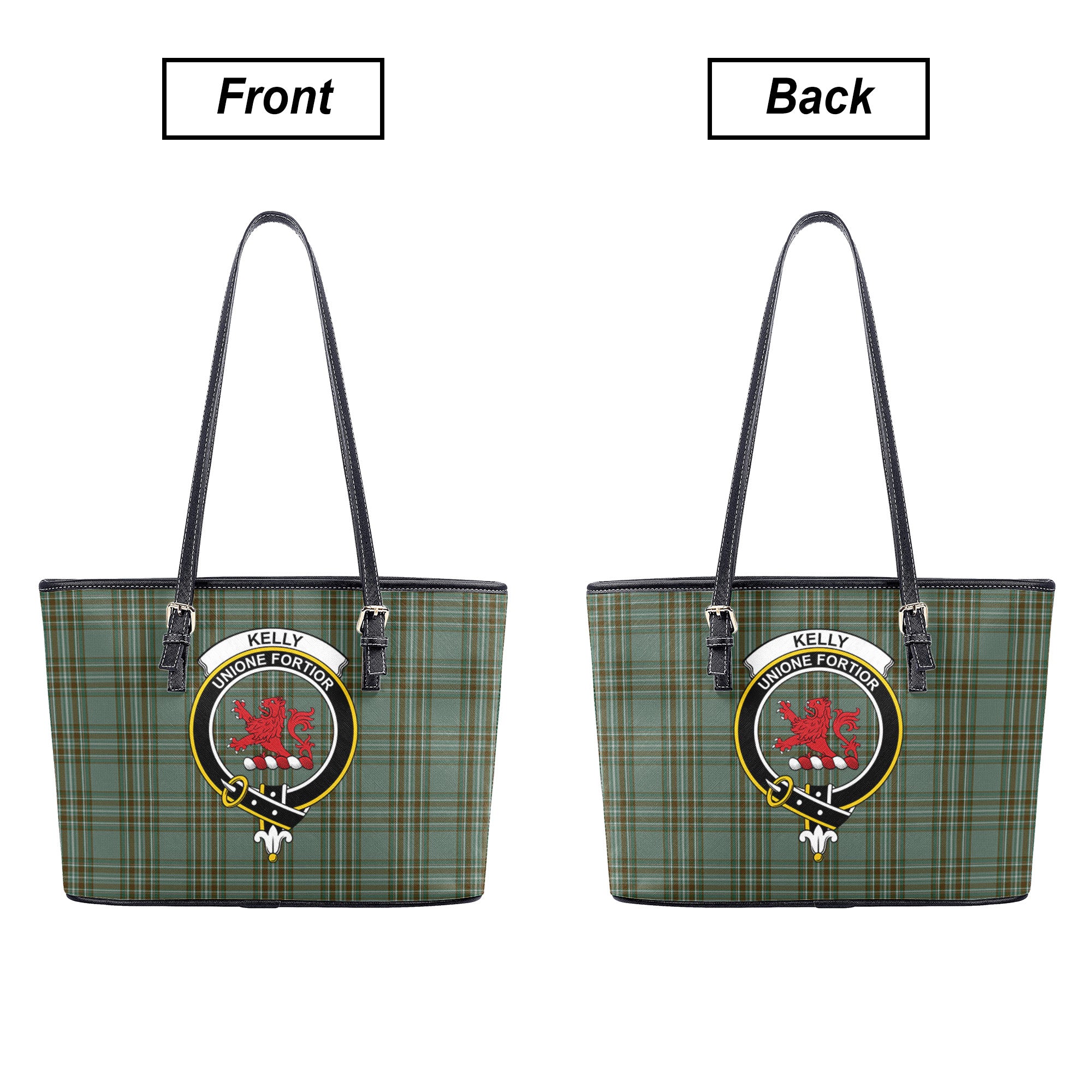 Kelly Dress Tartan Crest Leather Tote Bag
