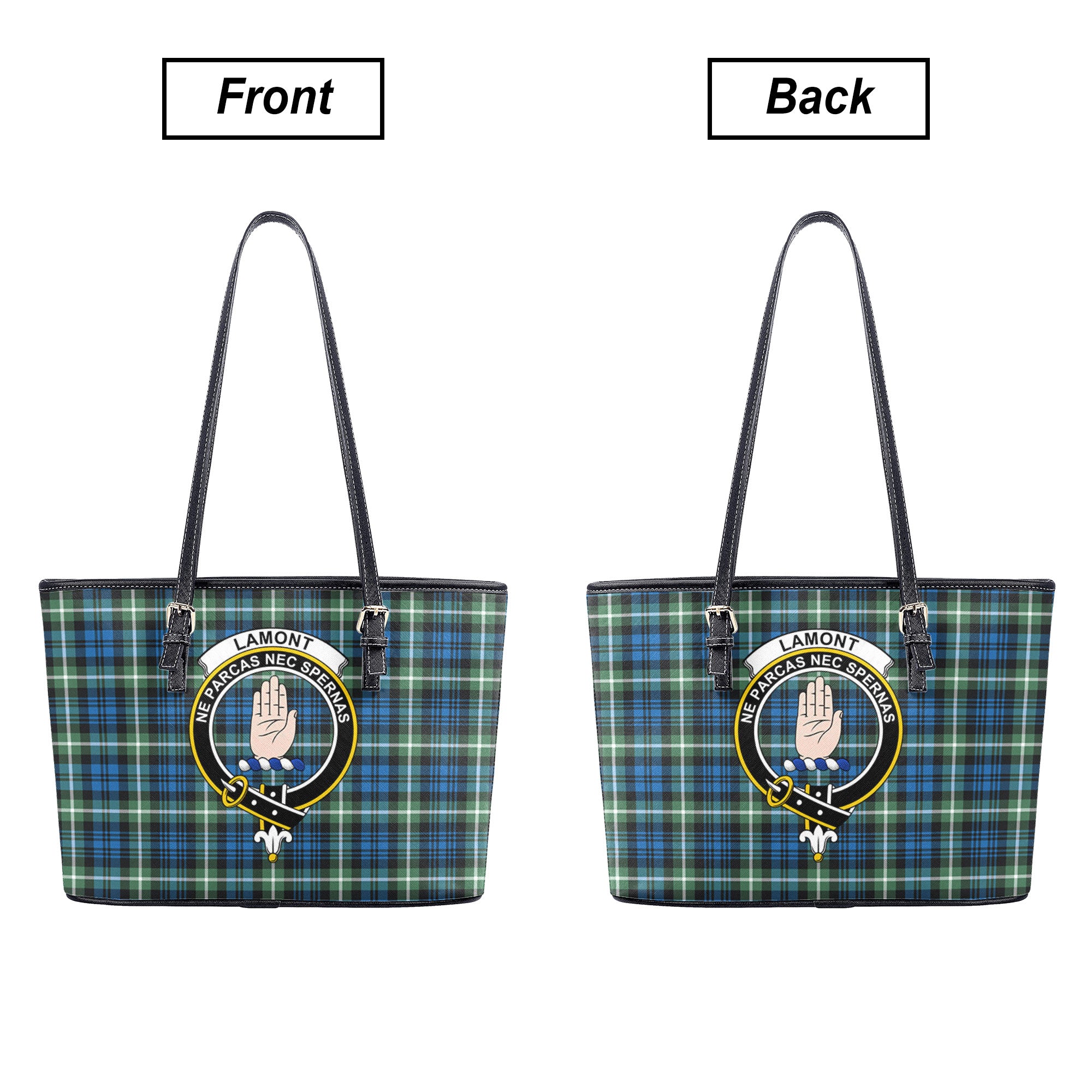 Lamont Ancient Tartan Crest Leather Tote Bag
