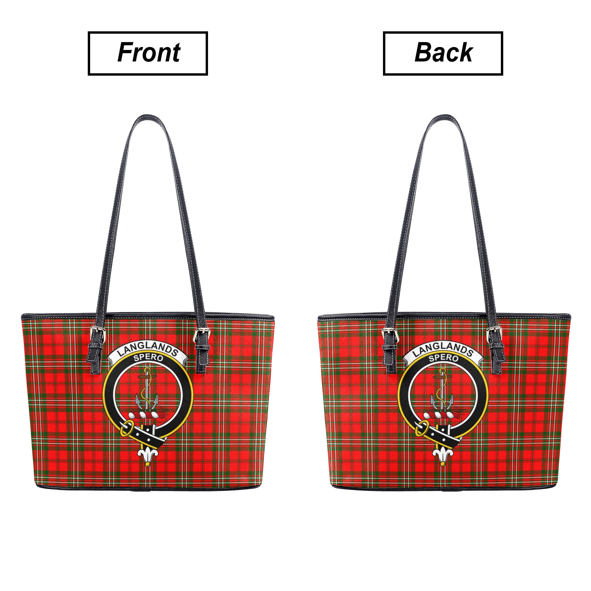 Langlands Tartan Crest Leather Tote Bag