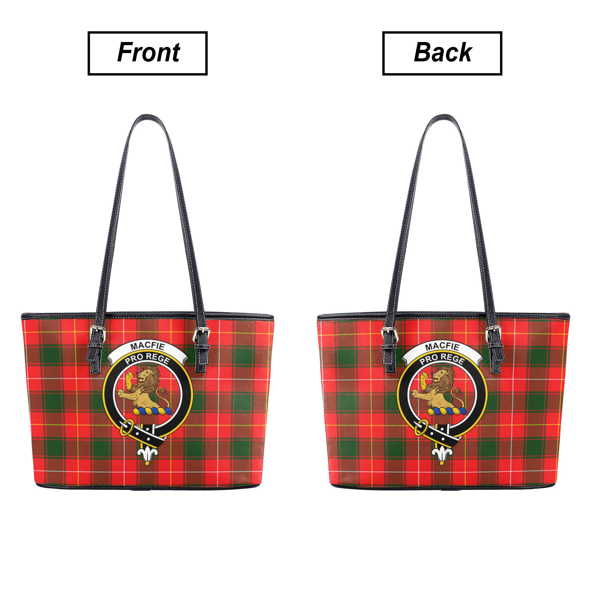 MacFie Tartan Crest Leather Tote Bag