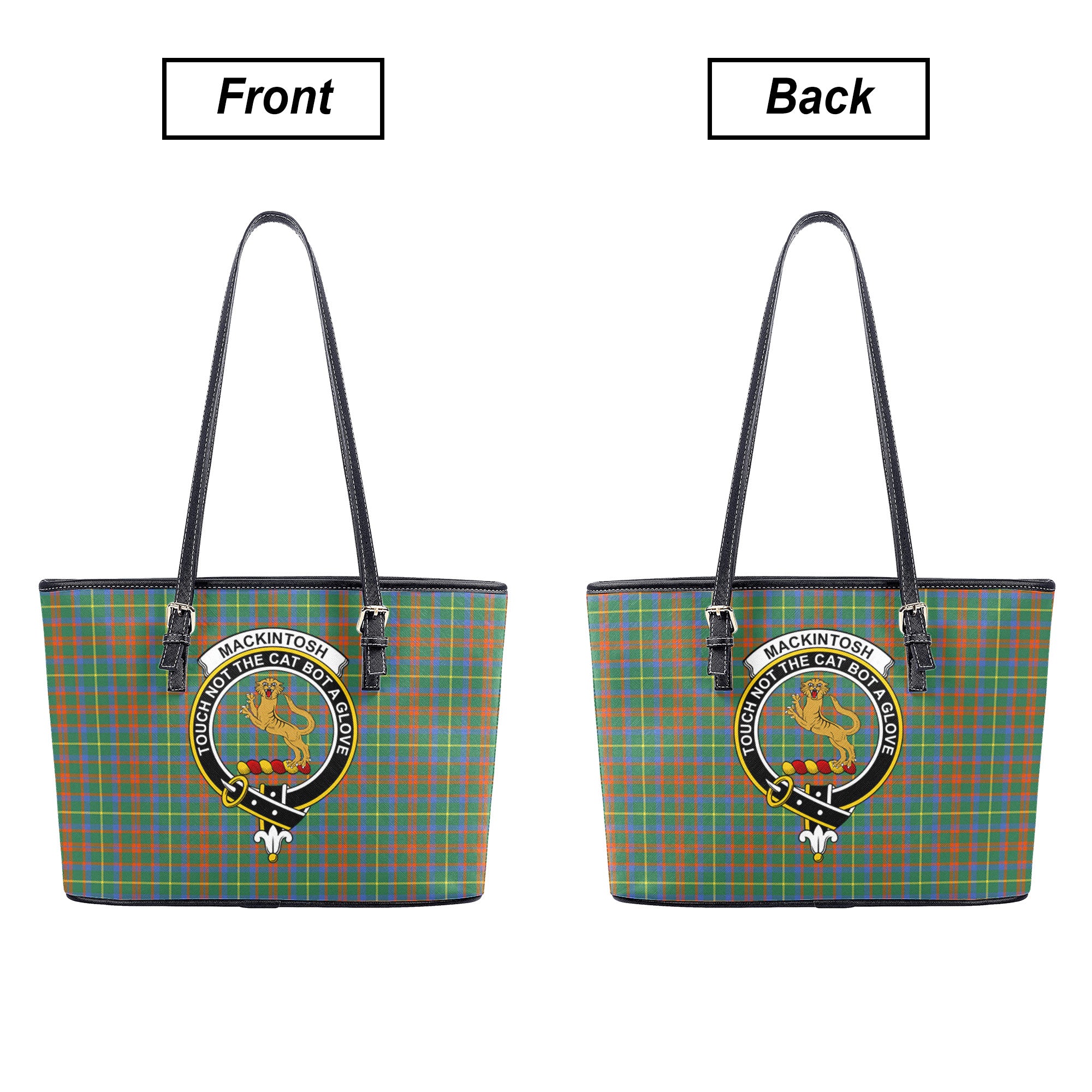 MacKintosh Hunting Ancient Tartan Crest Leather Tote Bag