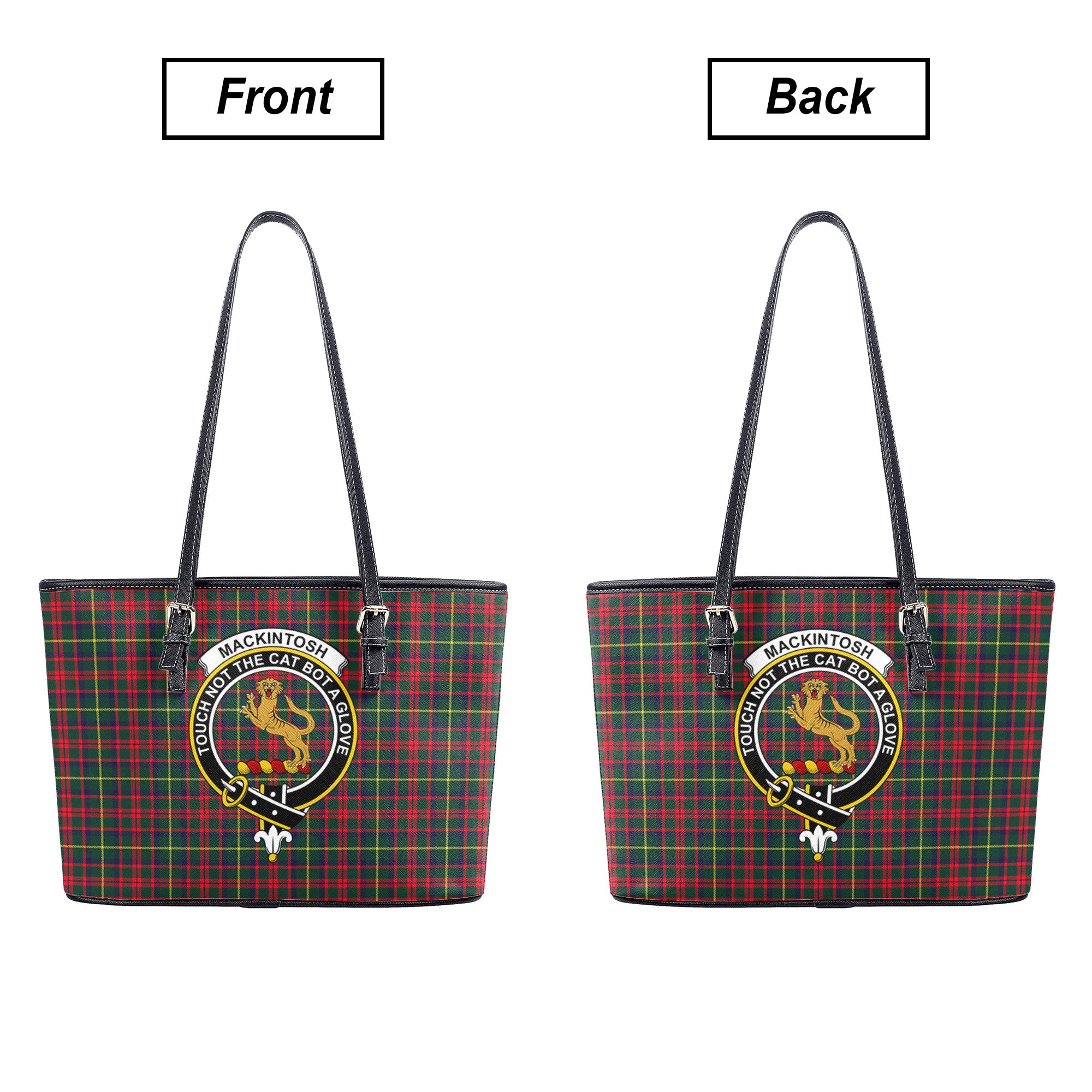 MacKintosh Hunting Modern Tartan Crest Leather Tote Bag