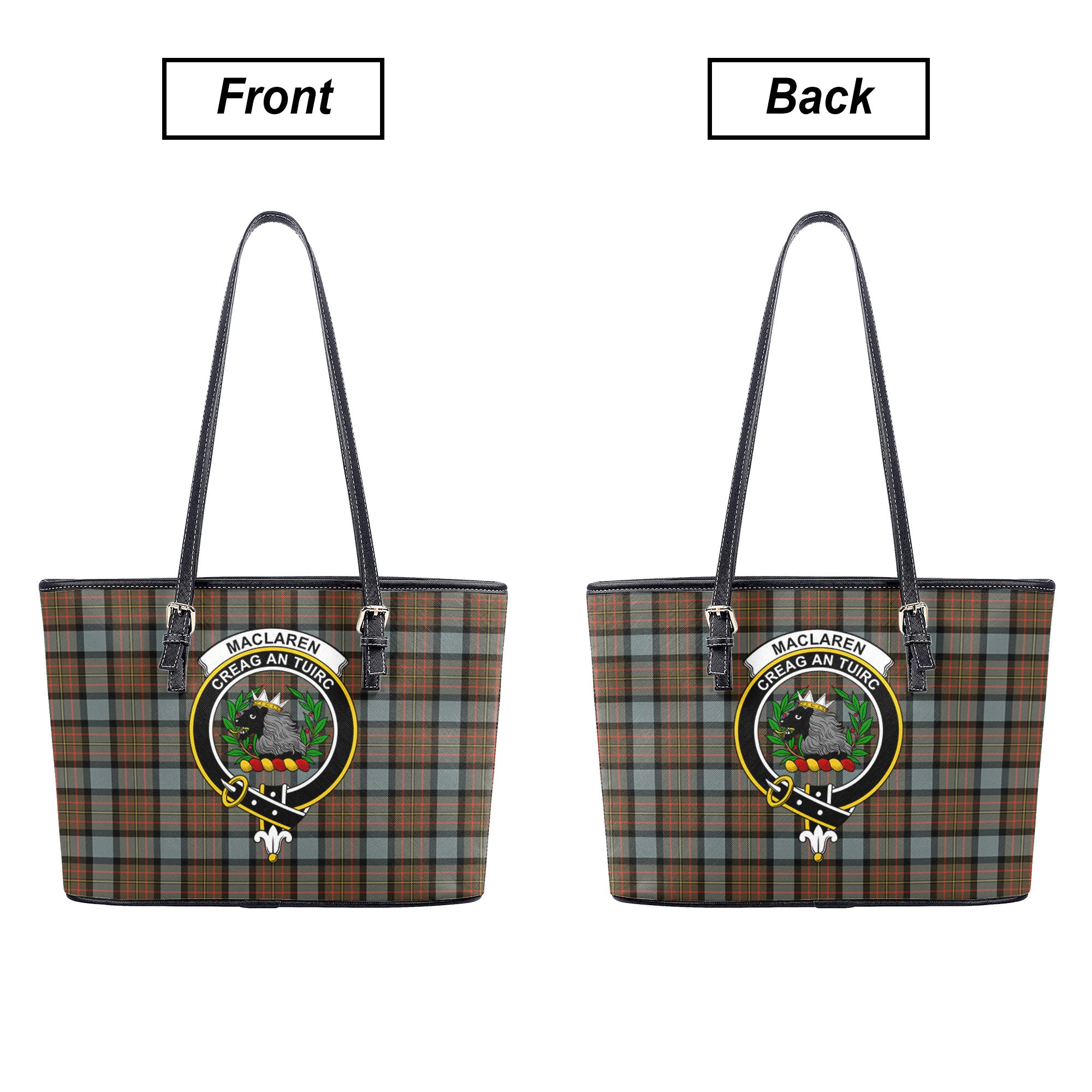 MacLaren Weathered Tartan Crest Leather Tote Bag