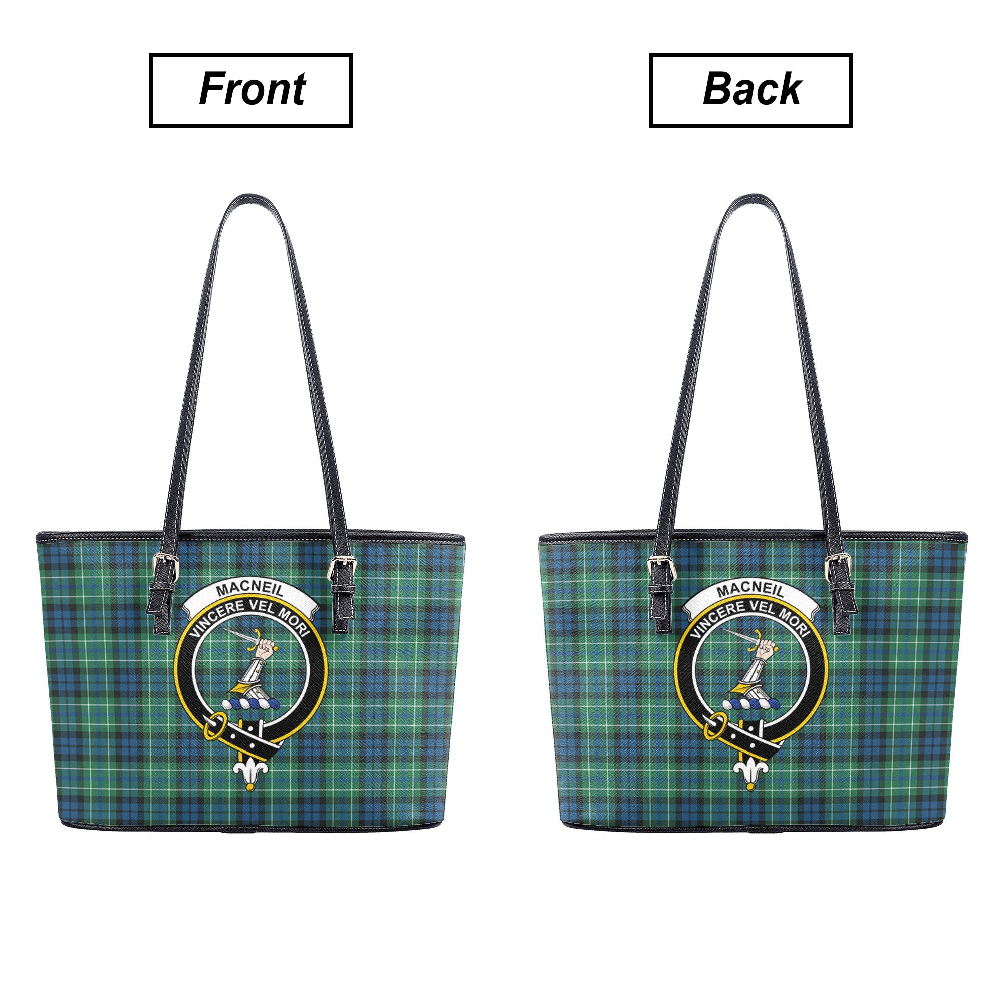 MacNeil of Colonsay Ancient Tartan Crest Leather Tote Bag