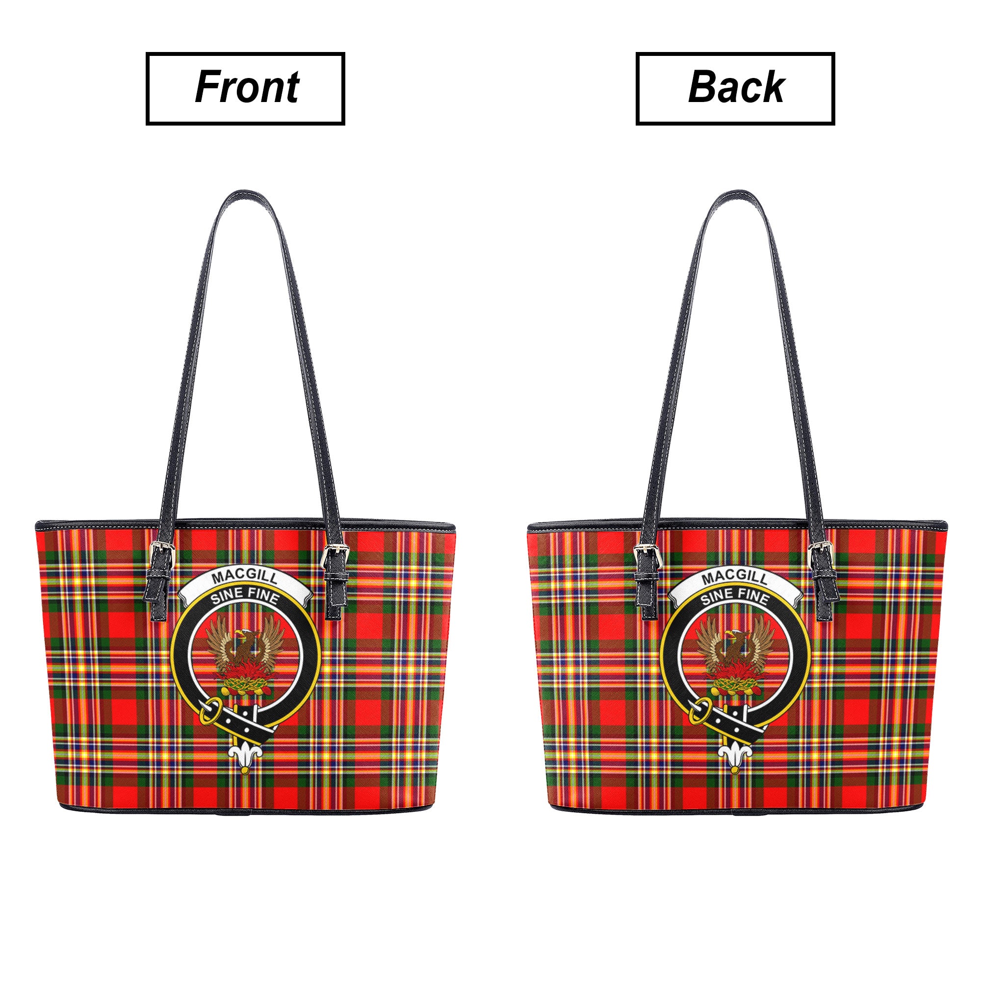 Makgill Tartan Crest Leather Tote Bag