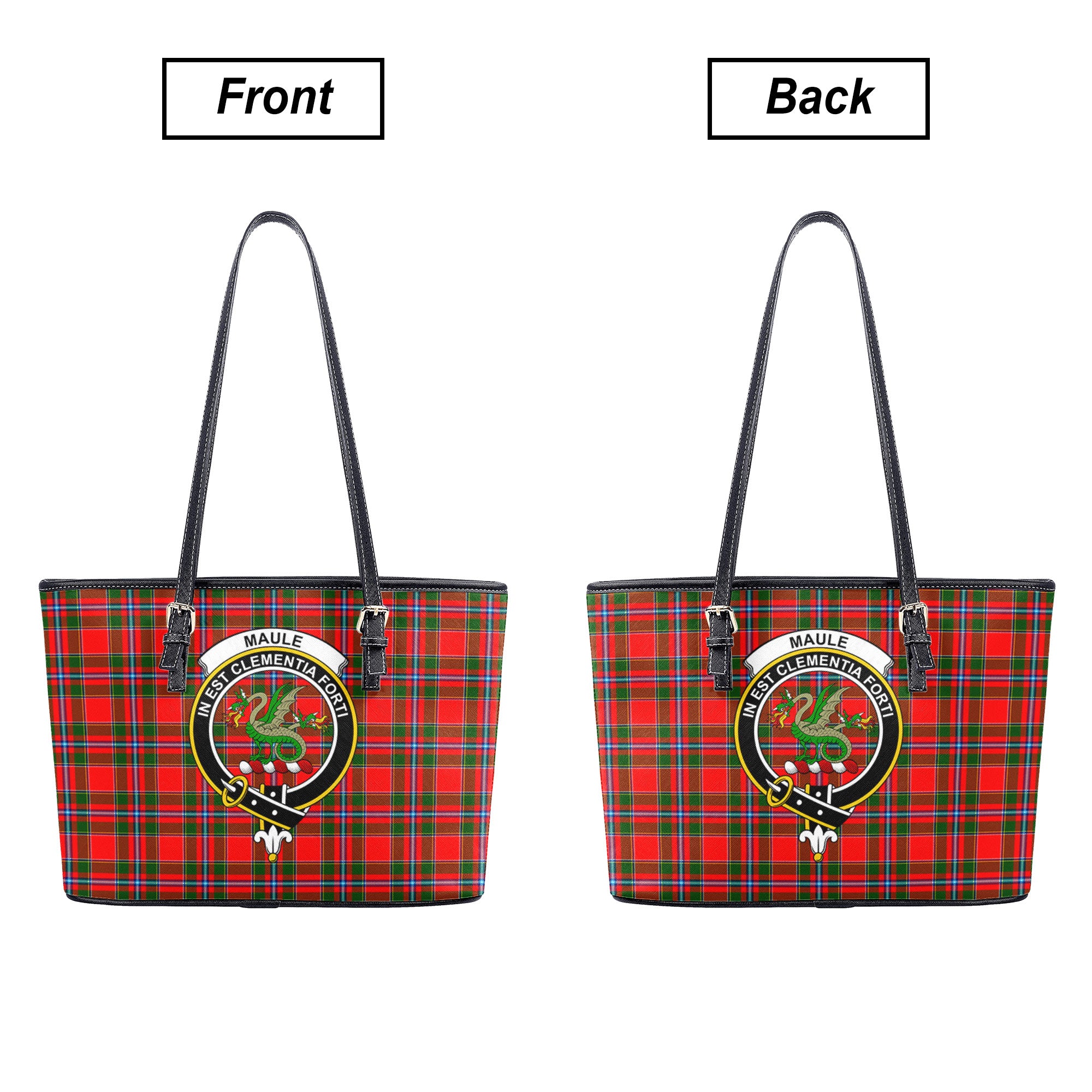 Maule Tartan Crest Leather Tote Bag