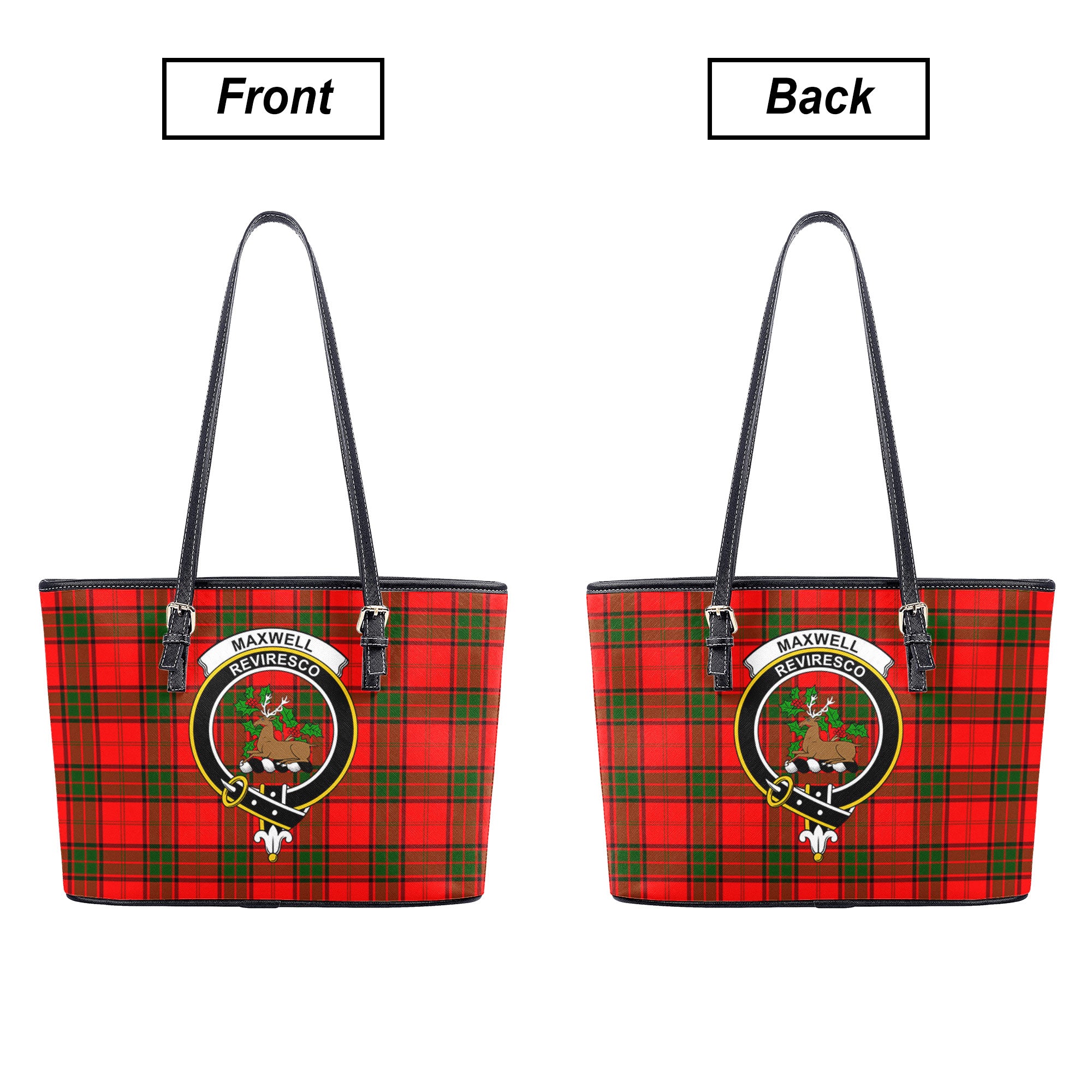 Maxwell Modern Tartan Crest Leather Tote Bag