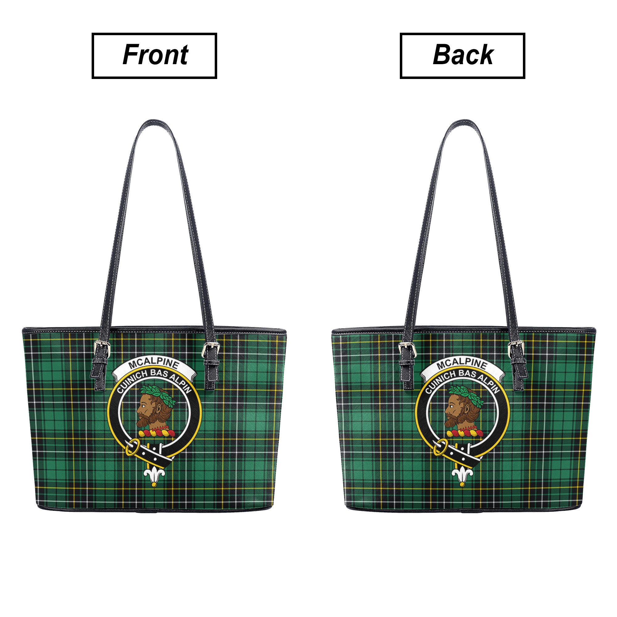 McAlpine Ancient Tartan Crest Leather Tote Bag