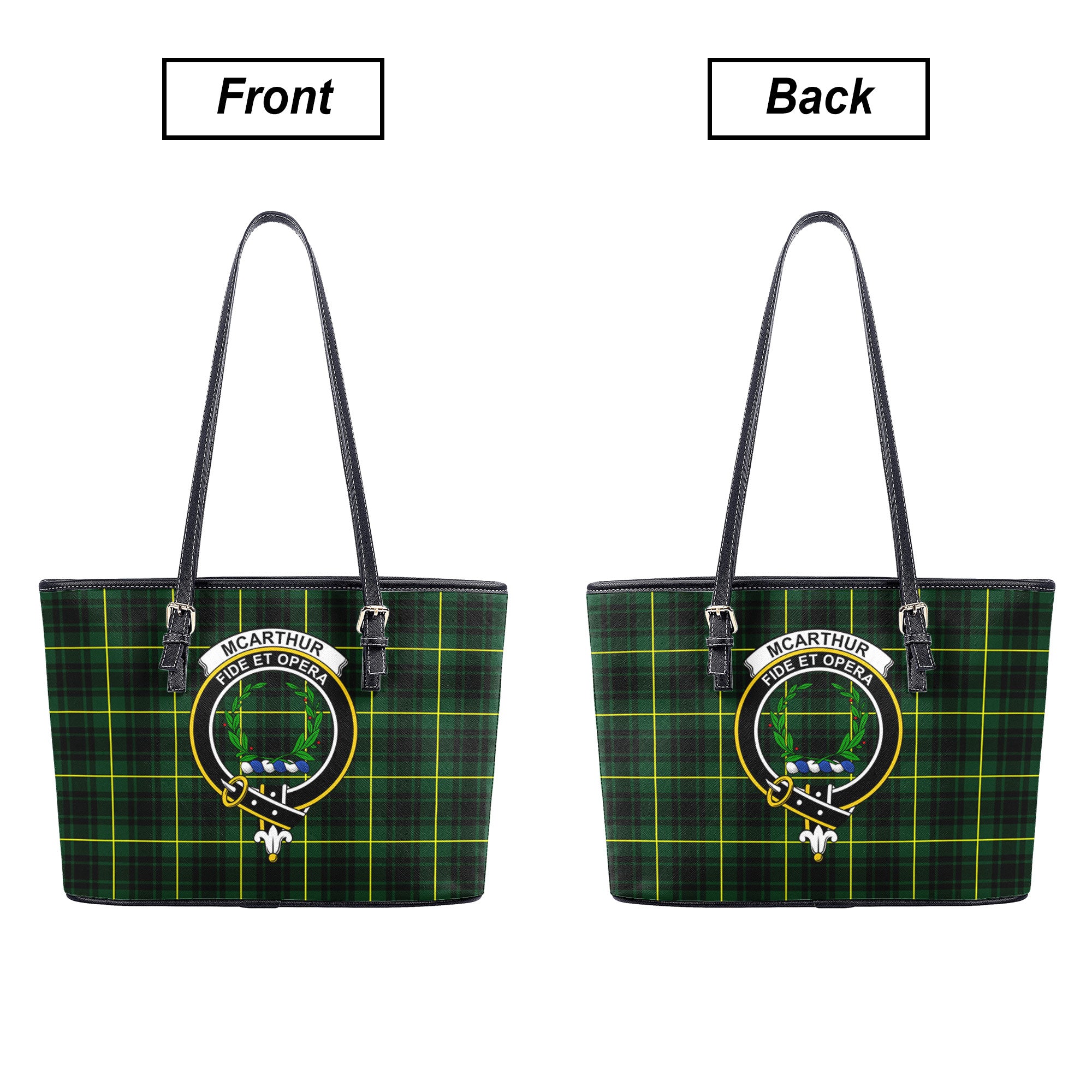 McArthur Modern Tartan Crest Leather Tote Bag
