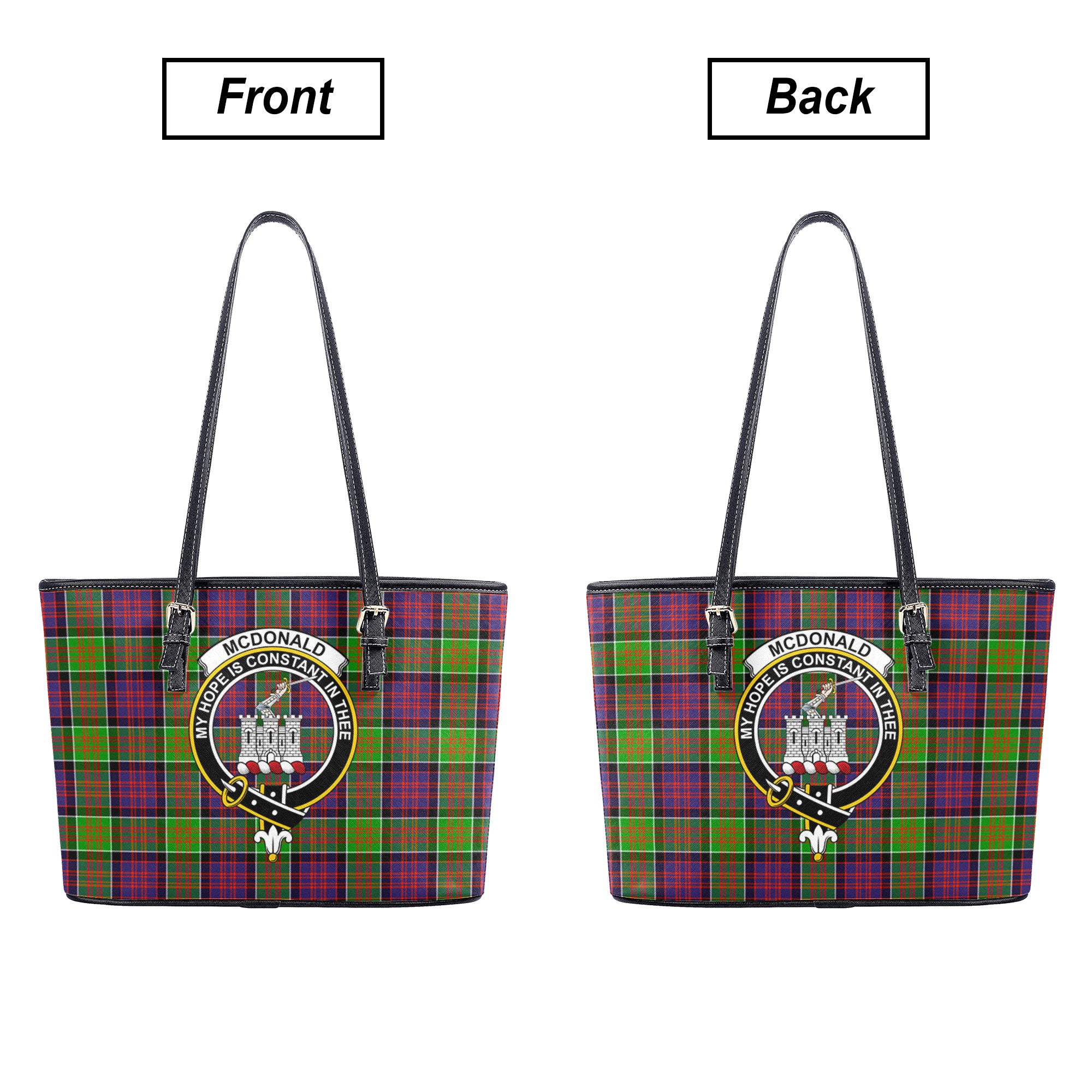 McDonald (Clan Ranald) Tartan Crest Leather Tote Bag