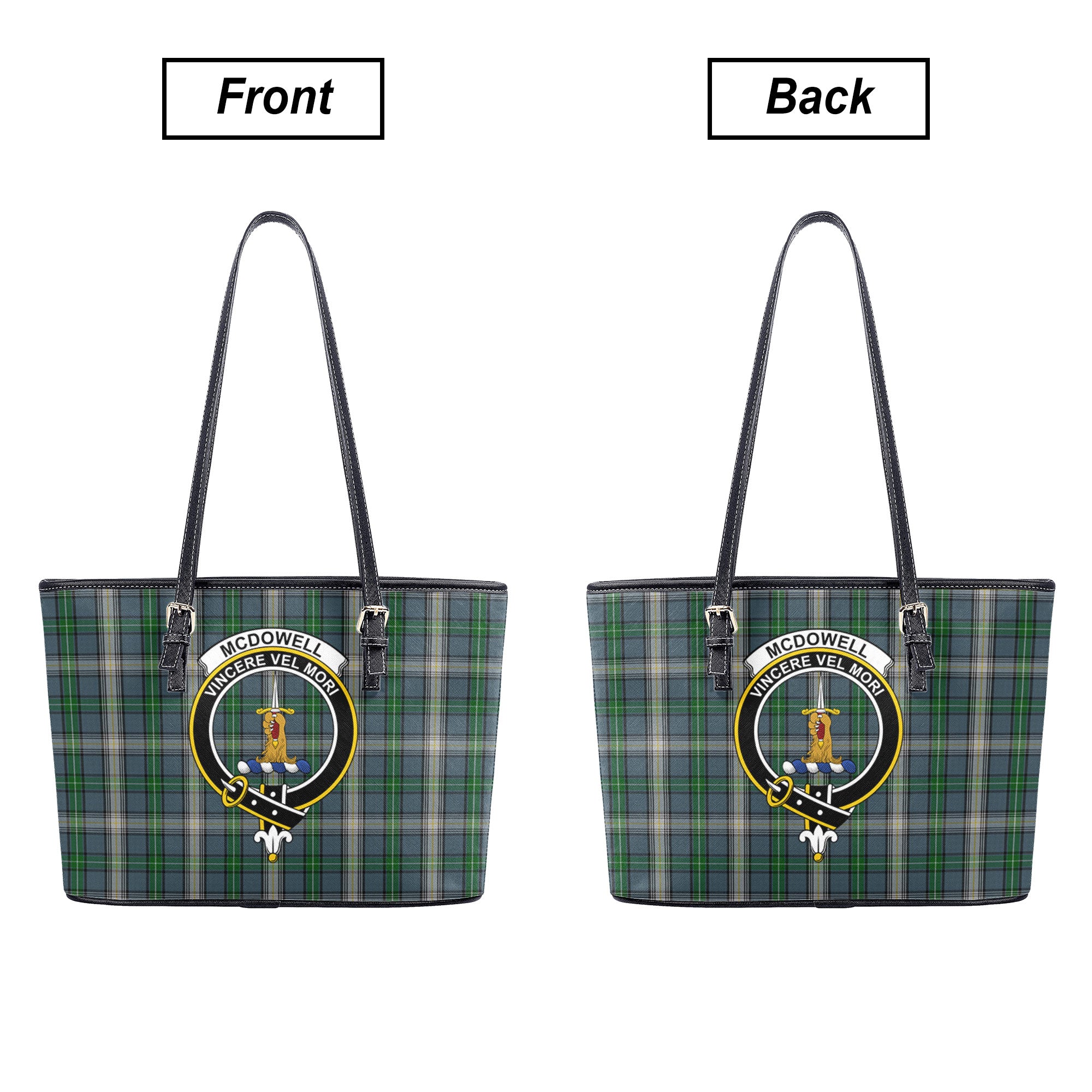 McDowell (MacDowell) Tartan Crest Leather Tote Bag