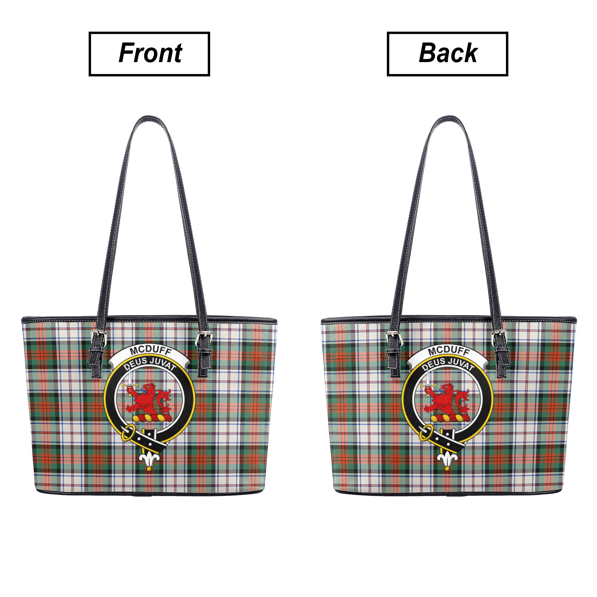 McDuff Dress Ancient Tartan Crest Leather Tote Bag