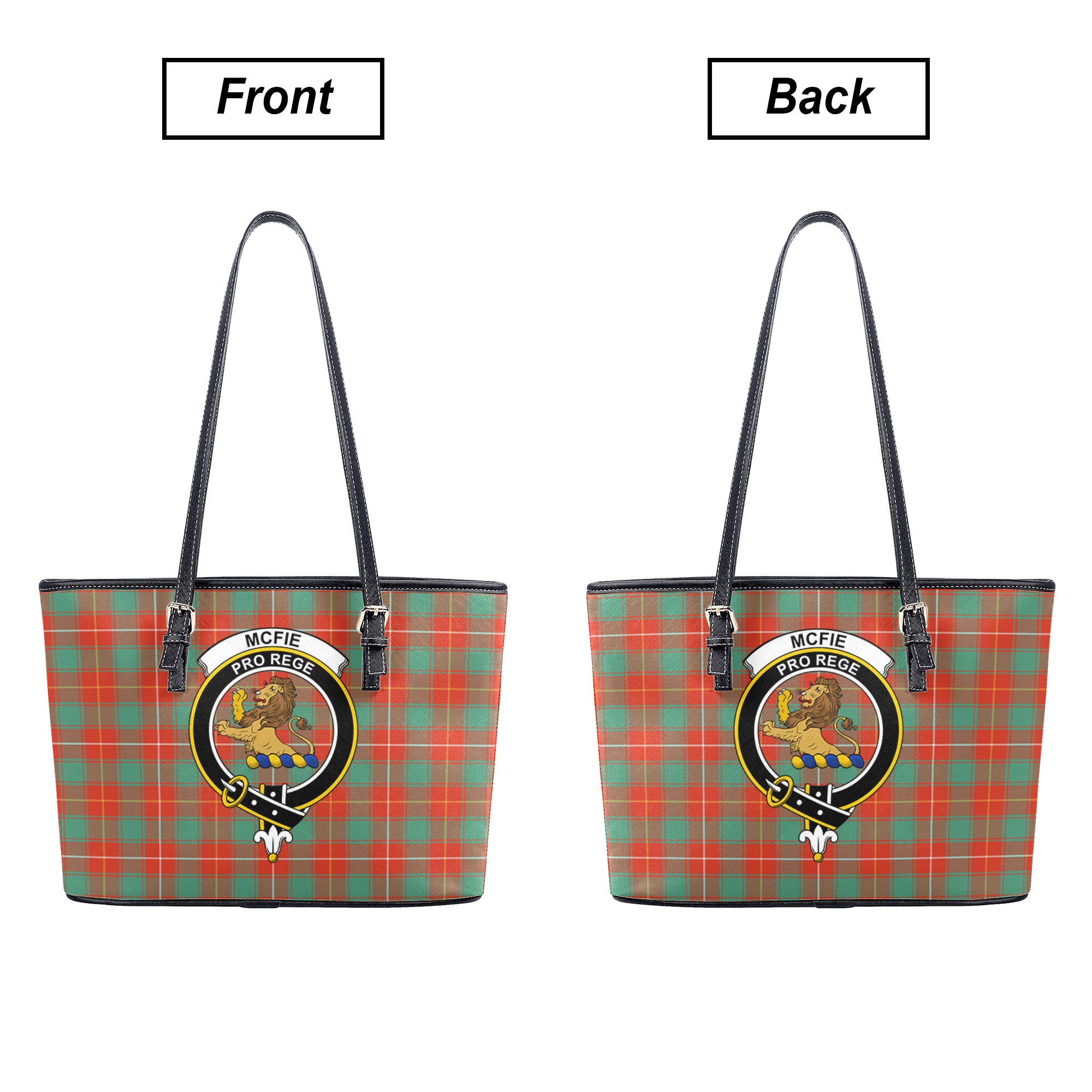 McFie Ancient Tartan Crest Leather Tote Bag