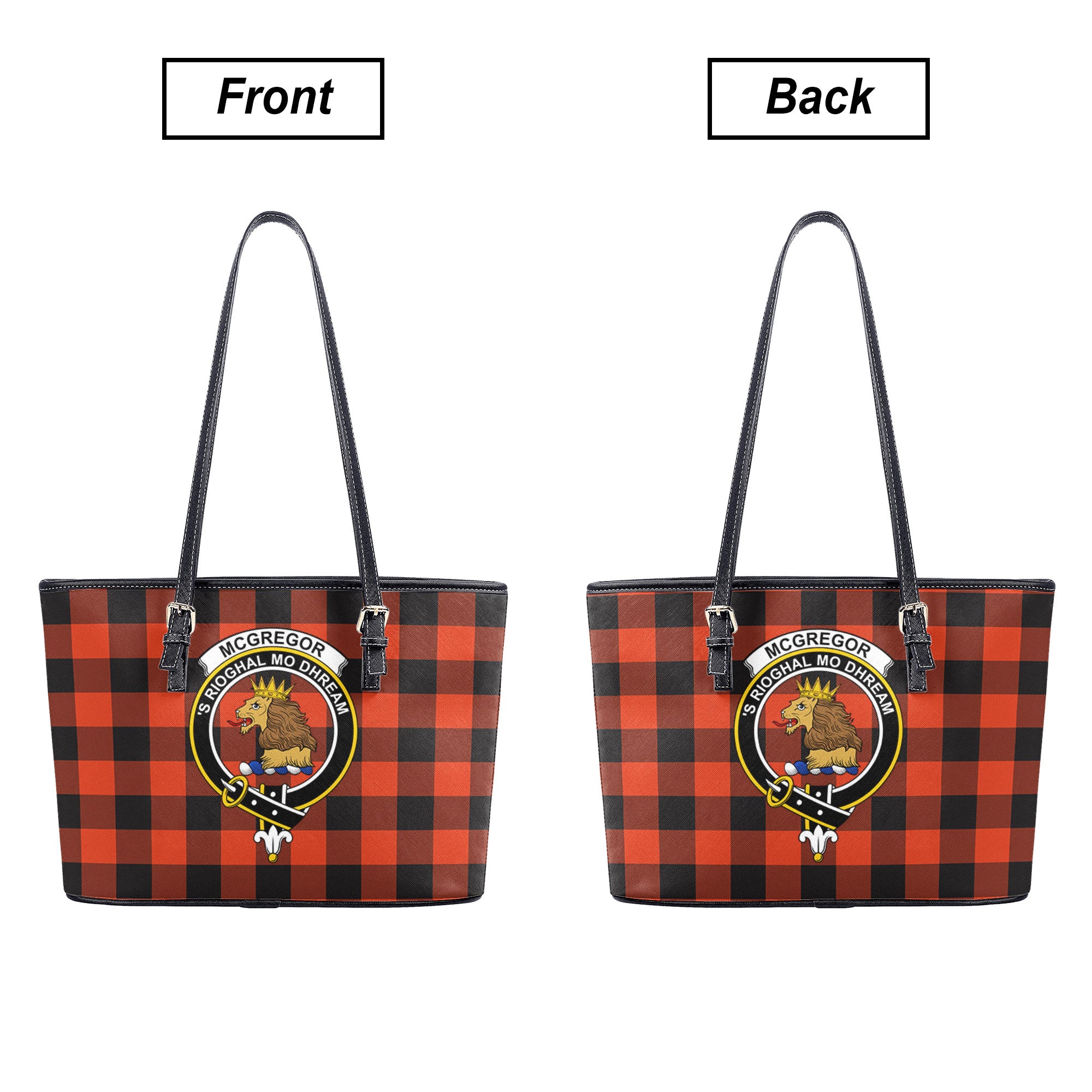 McGregor Rob Roy Ancient Tartan Crest Leather Tote Bag