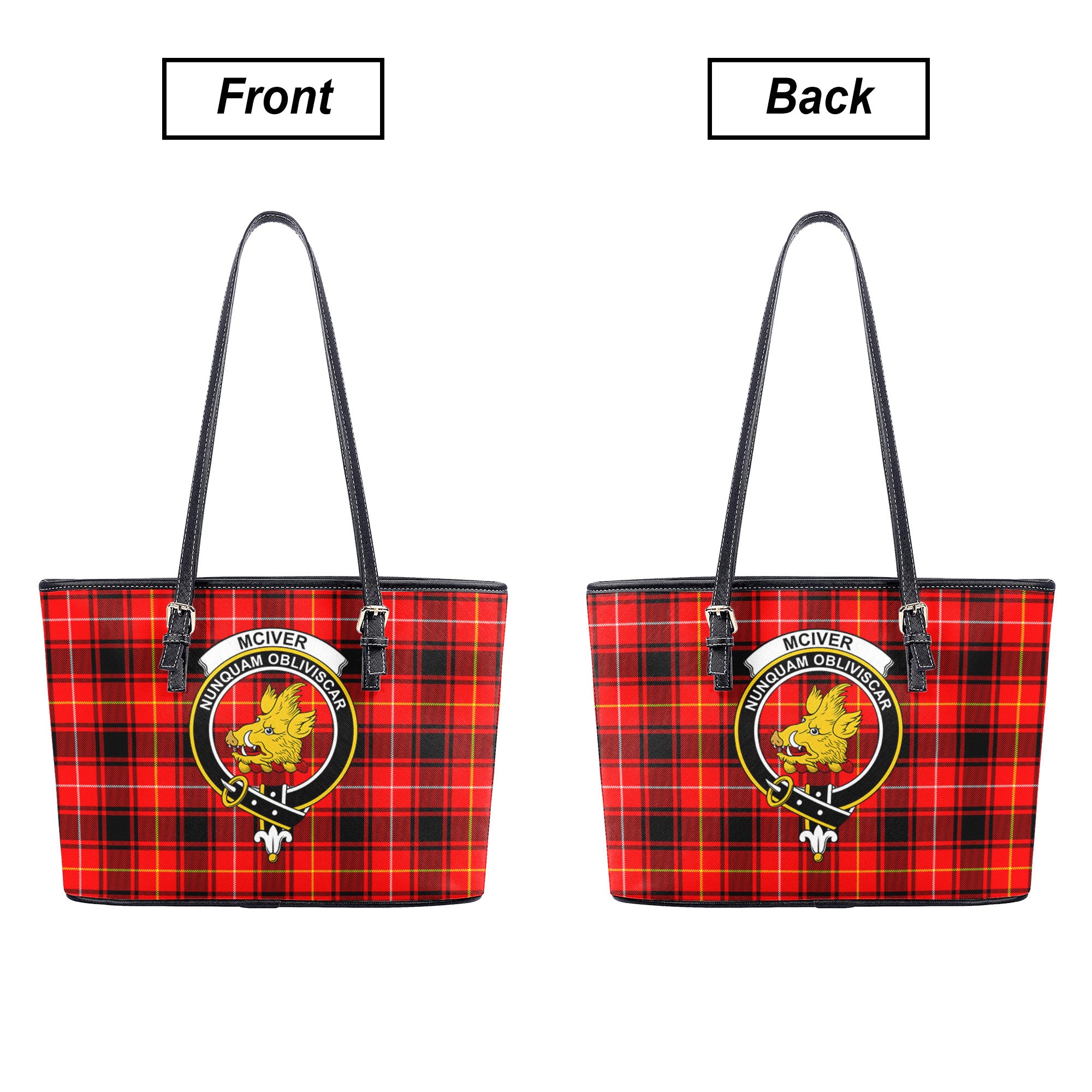 McIver Modern Tartan Crest Leather Tote Bag