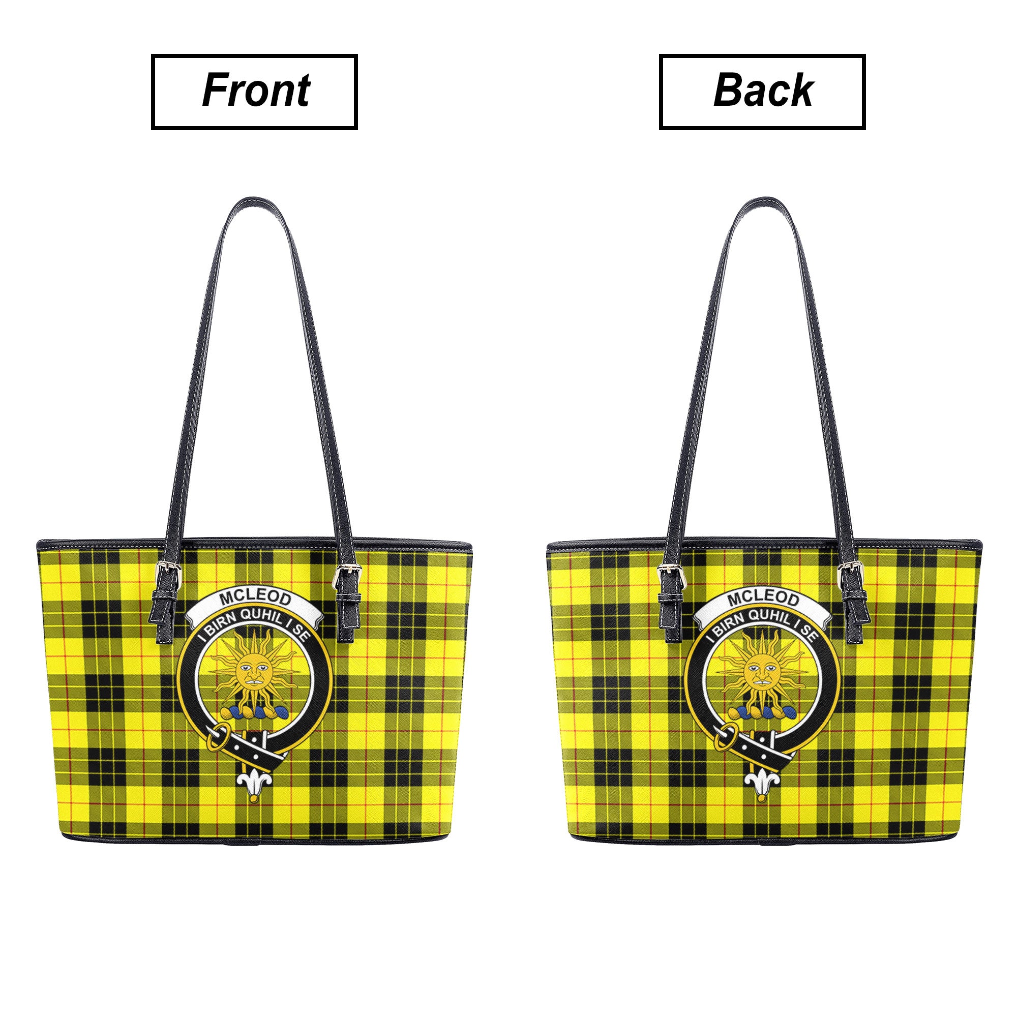 McLeod of Lewis Modern Tartan Crest Leather Tote Bag