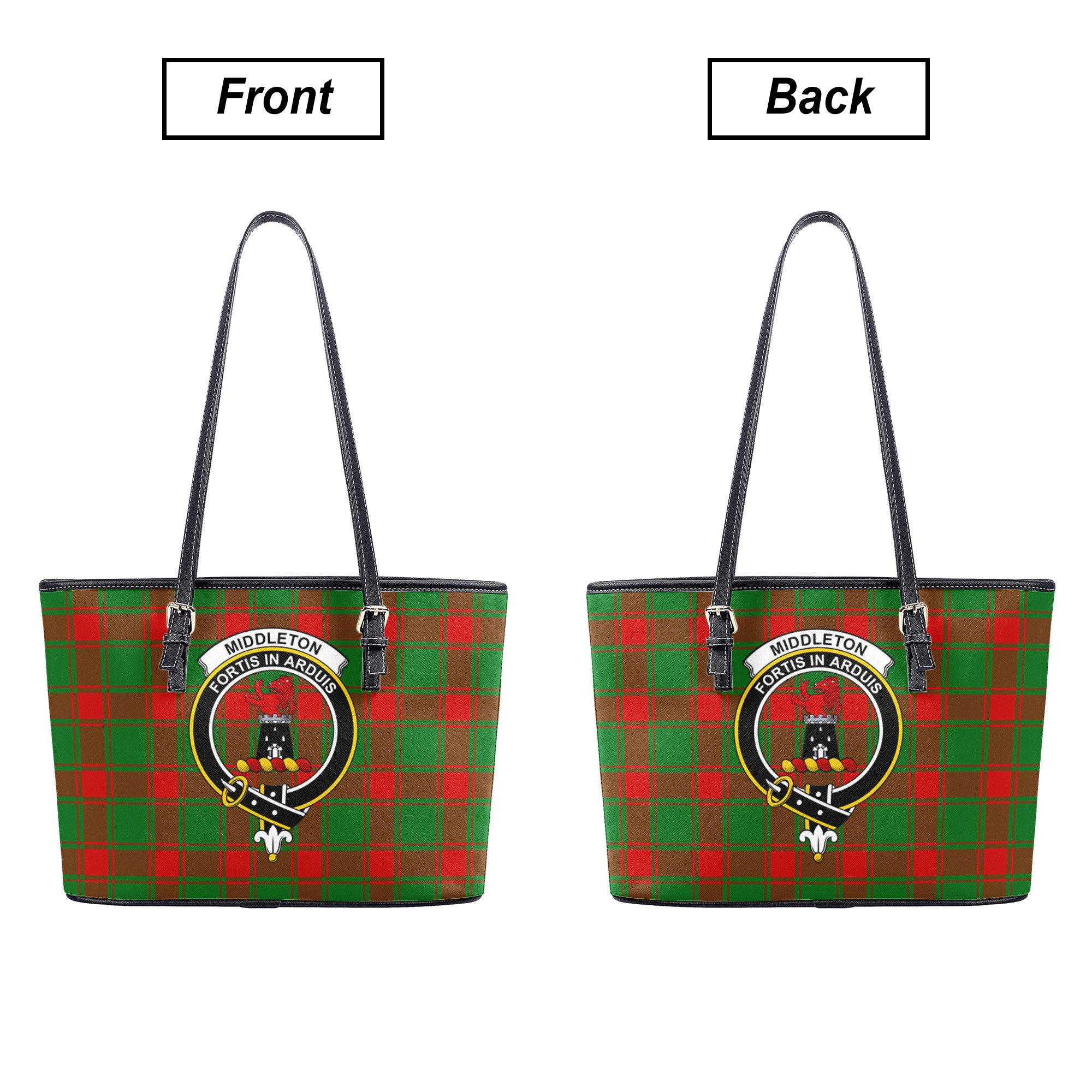 Middleton Modern Tartan Crest Leather Tote Bag