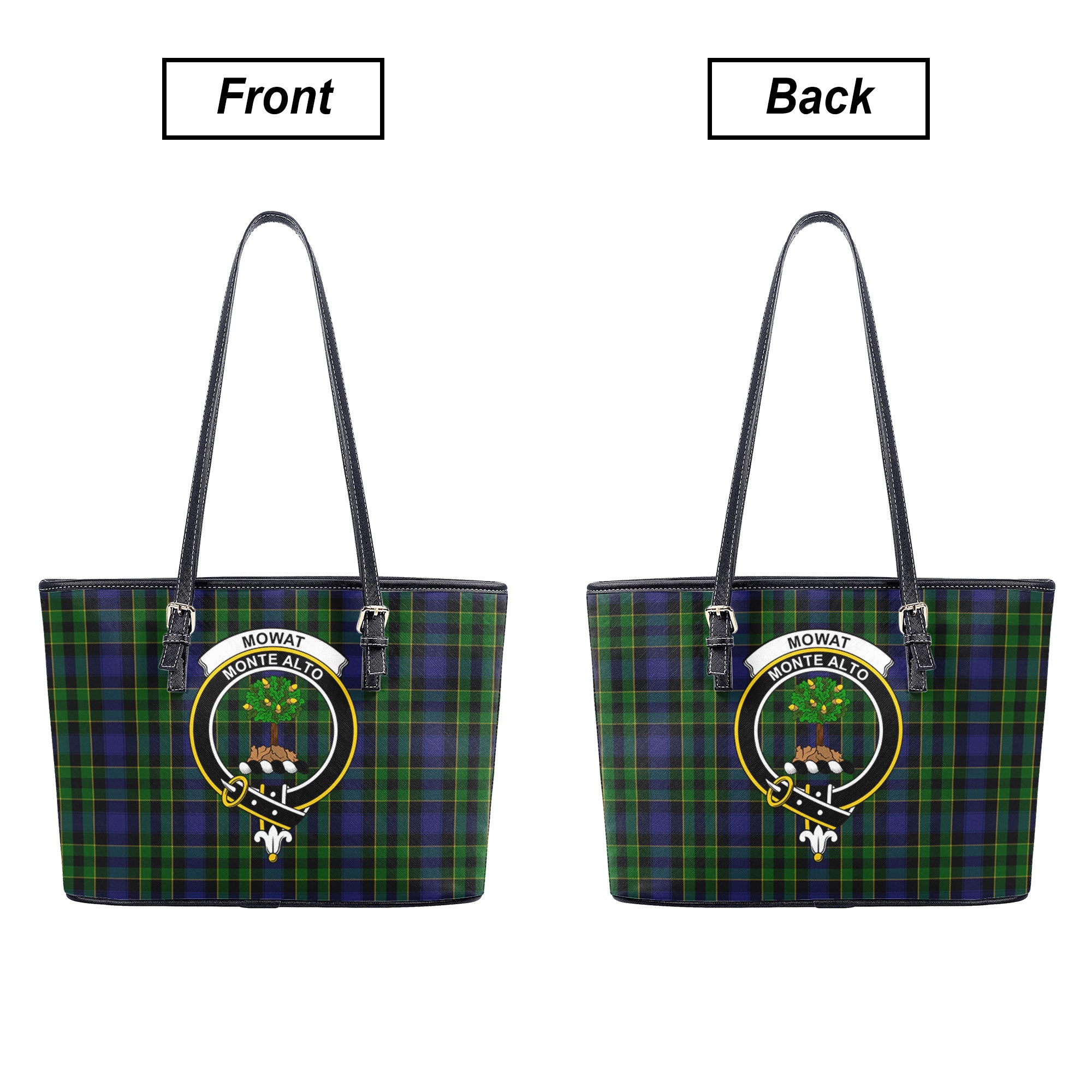 Mowat Modern Tartan Crest Leather Tote Bag