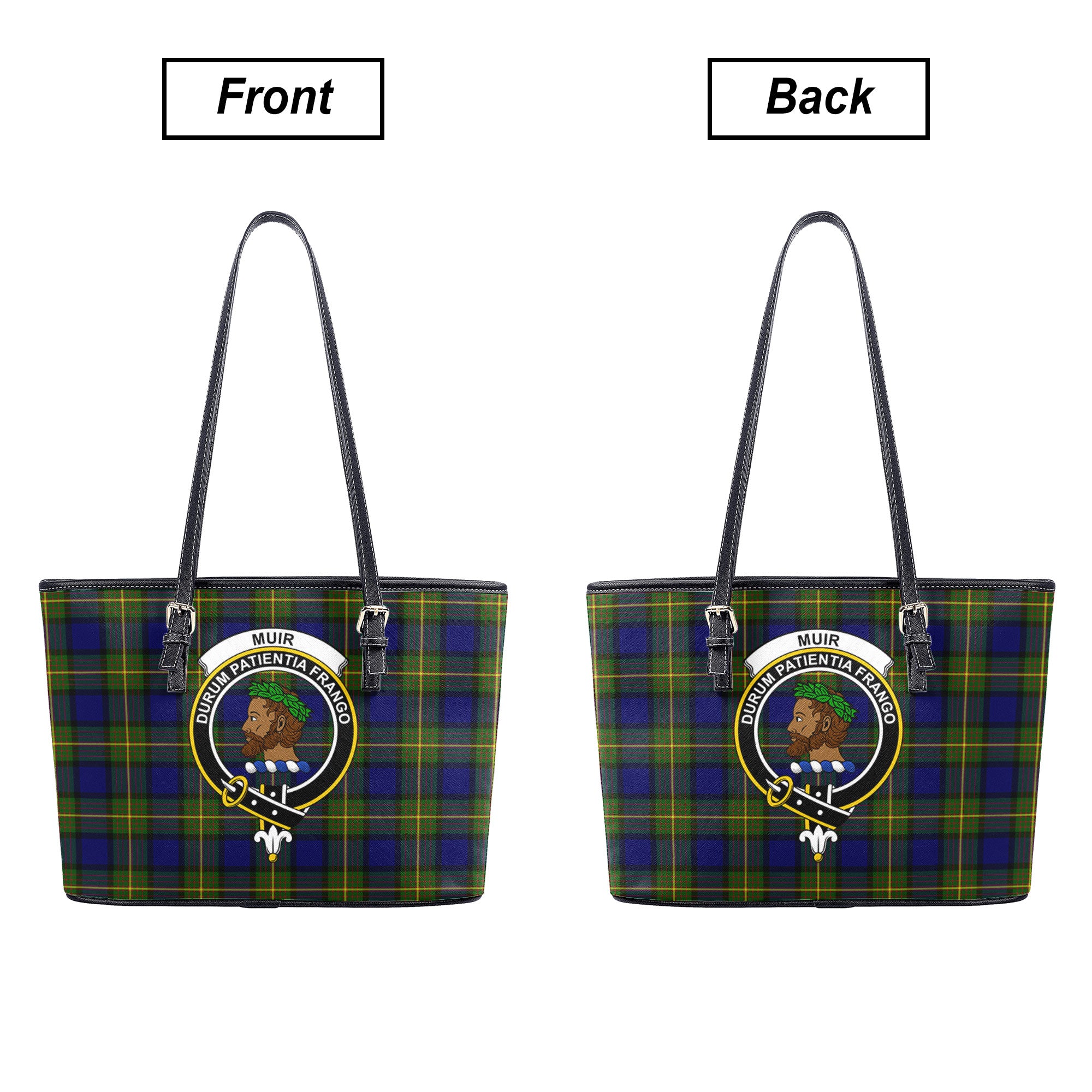 Muir Tartan Crest Leather Tote Bag